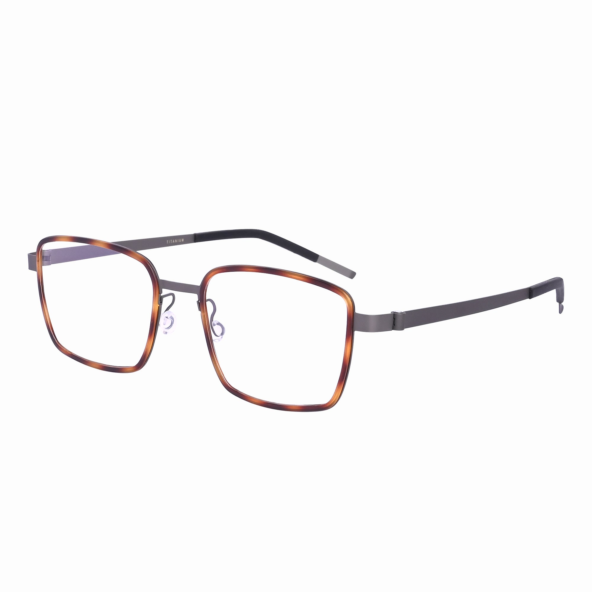 Grey Tortoise Square Keymount Titanium Glasses - LG-007 GRTT