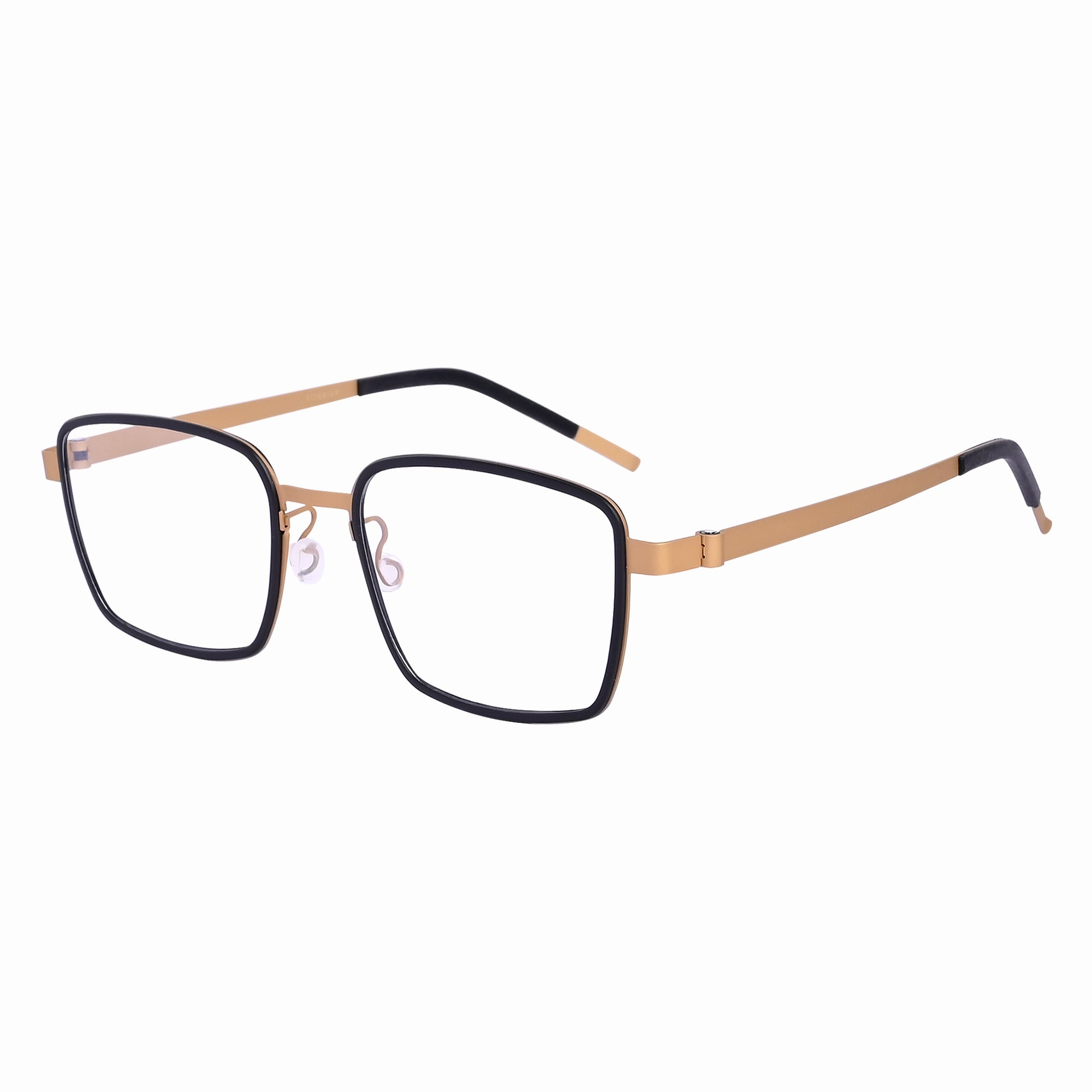 Gold & Black Round Titanium Eyeglasses - LG-001 GBL