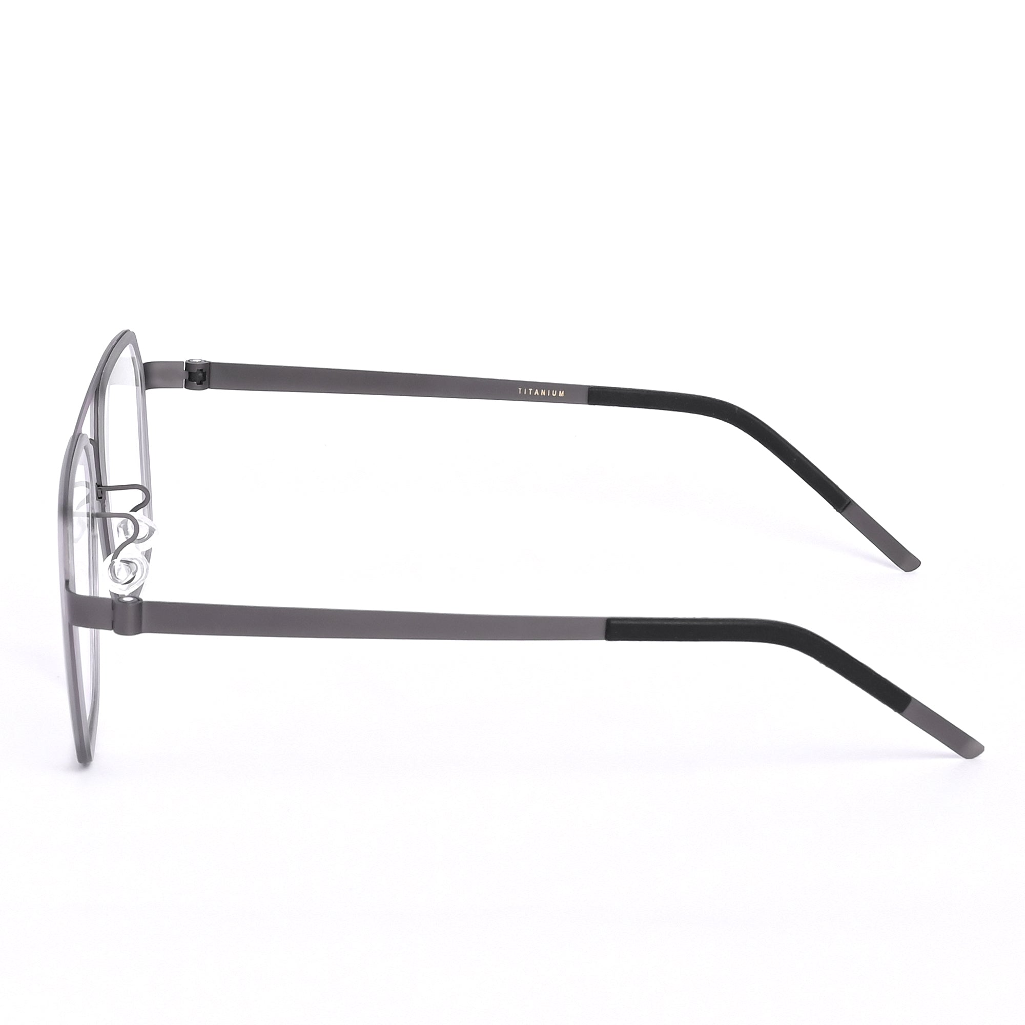 Grey Titanium Hexagon Squares Eyeglasses - LG-002 GRY