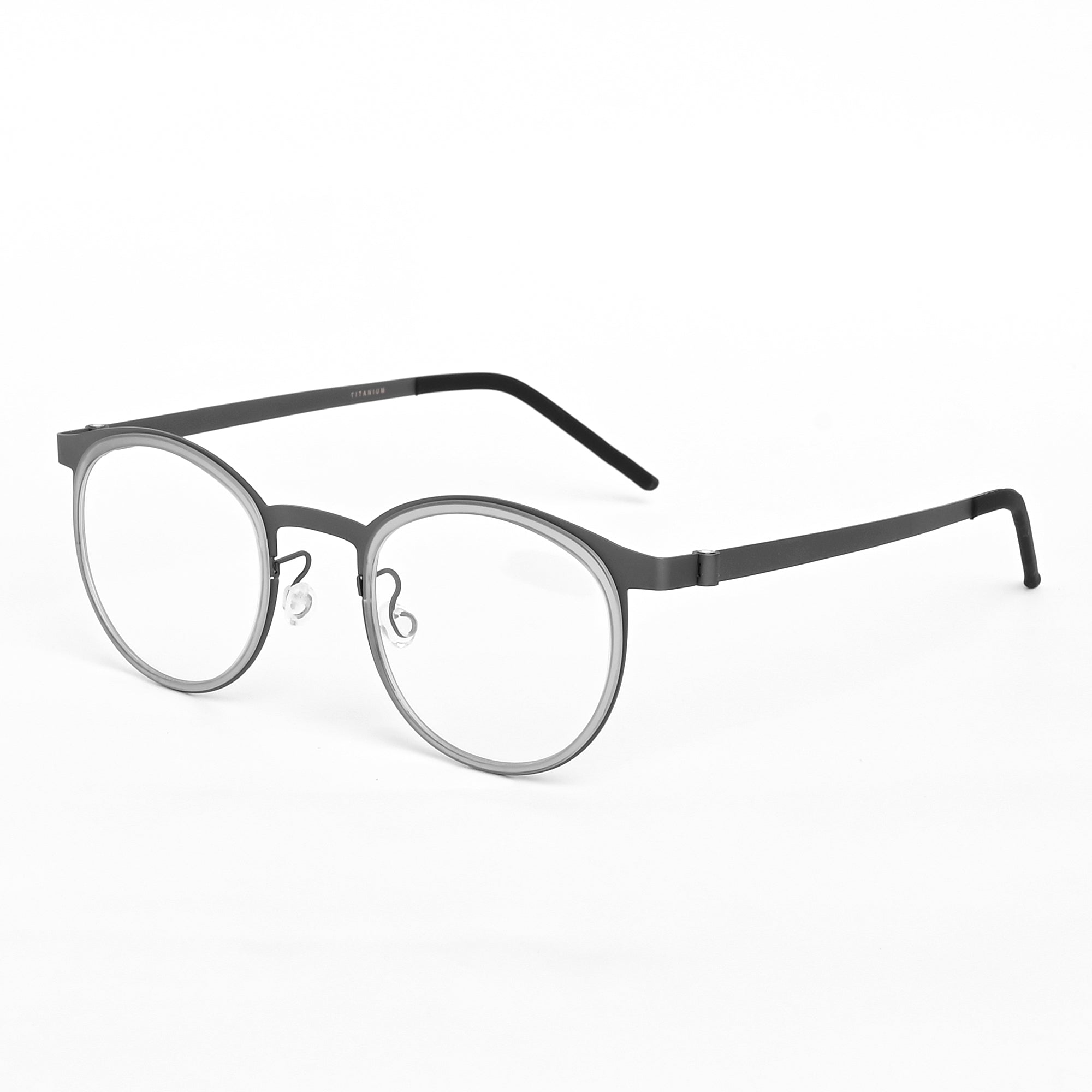 Grey Round Titanium Eyeglasses - LG-003 GRY