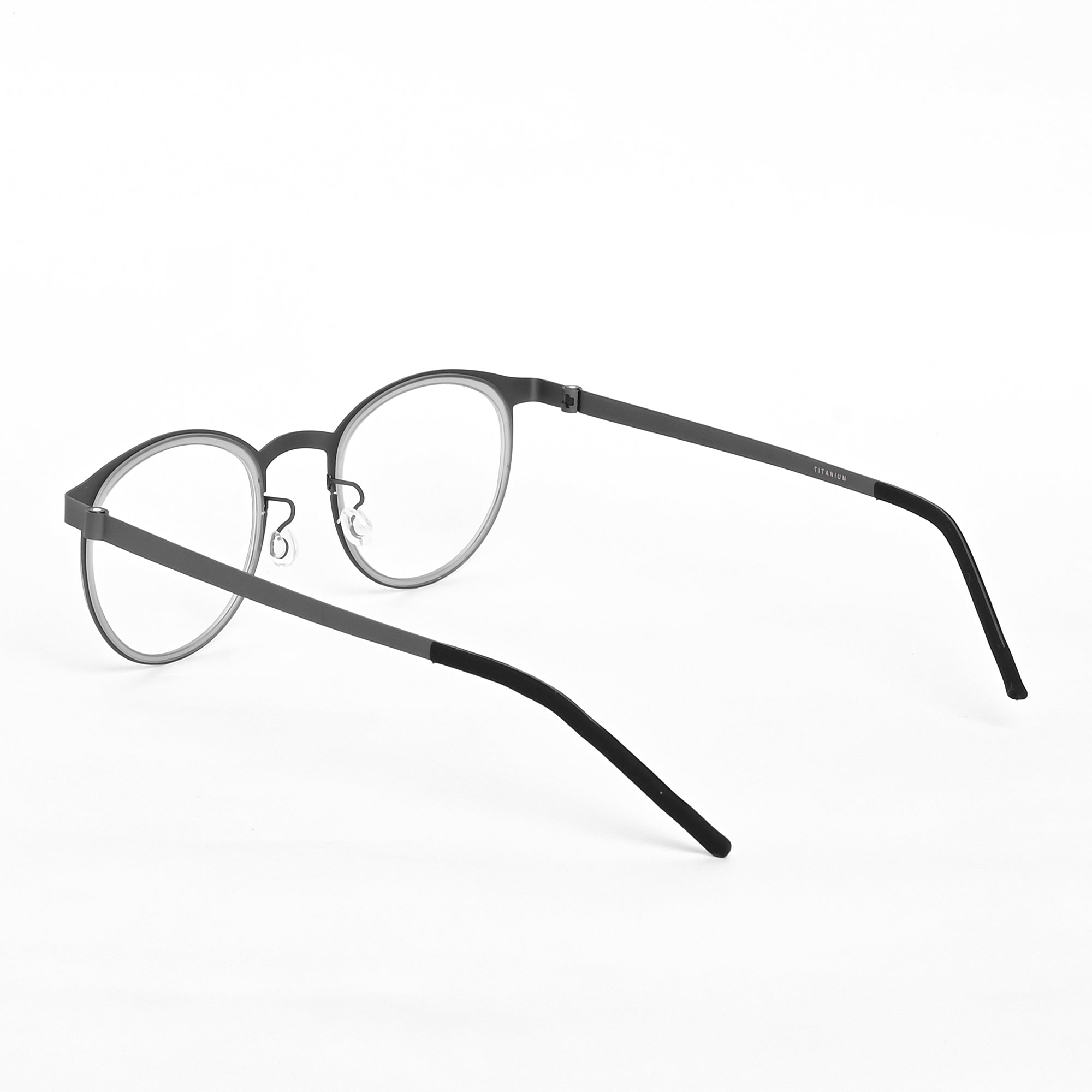 Grey Round Titanium Eyeglasses - LG-003 GRY