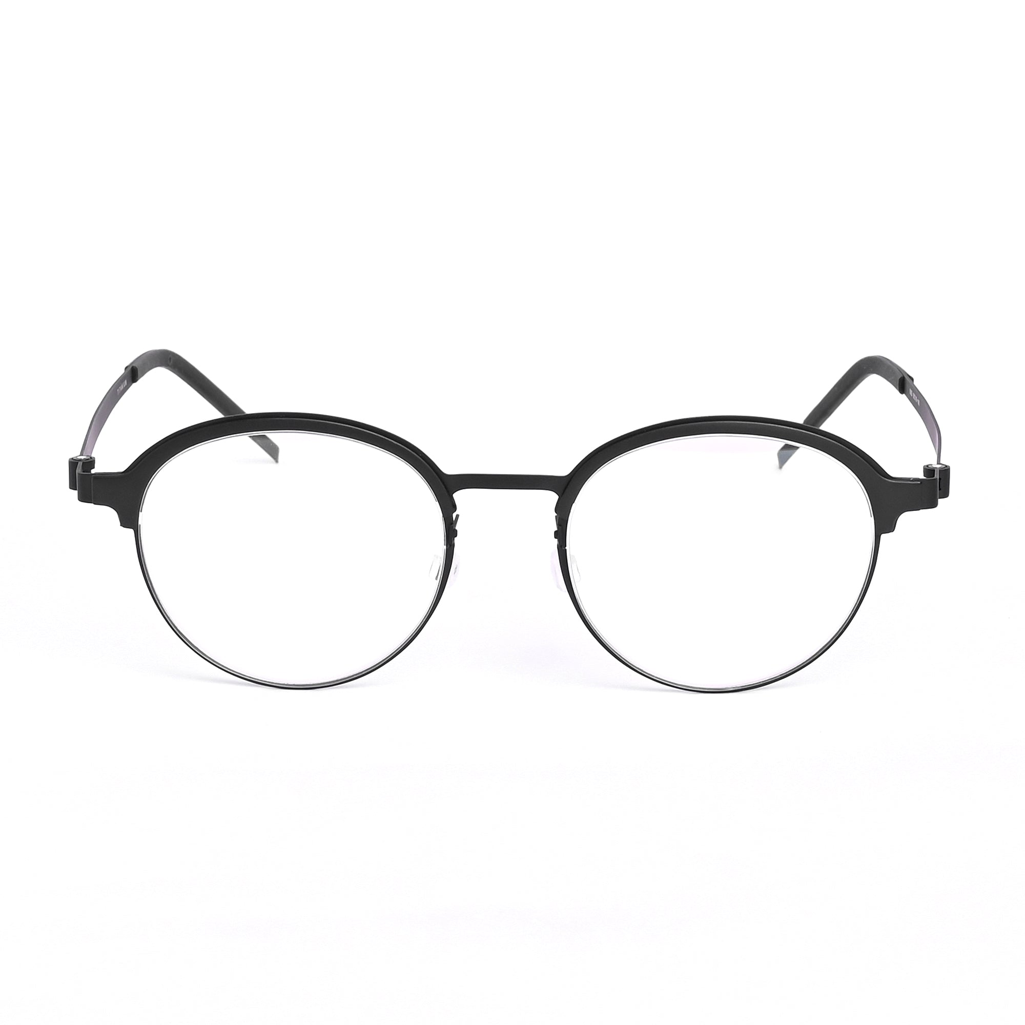 Black Round Keymount Titanium Eyeglasses - LG-004 BLK