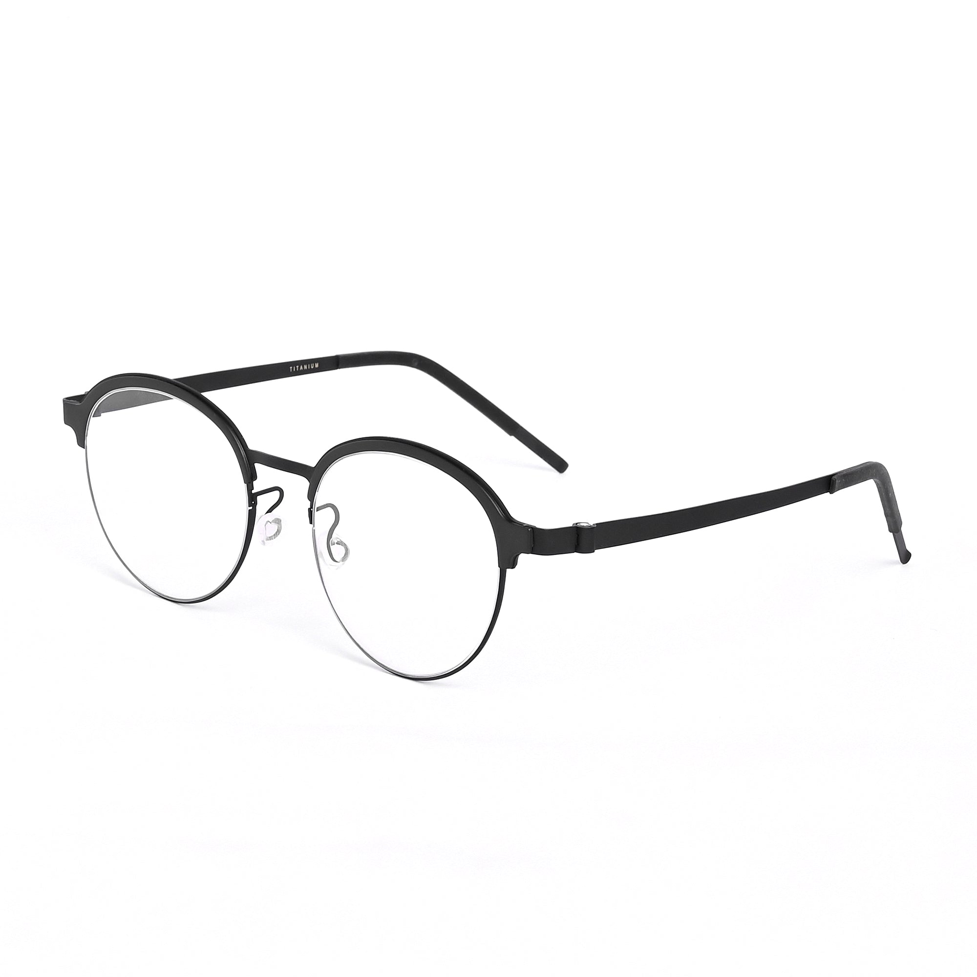 Black Round Keymount Titanium Eyeglasses - LG-004 BLK