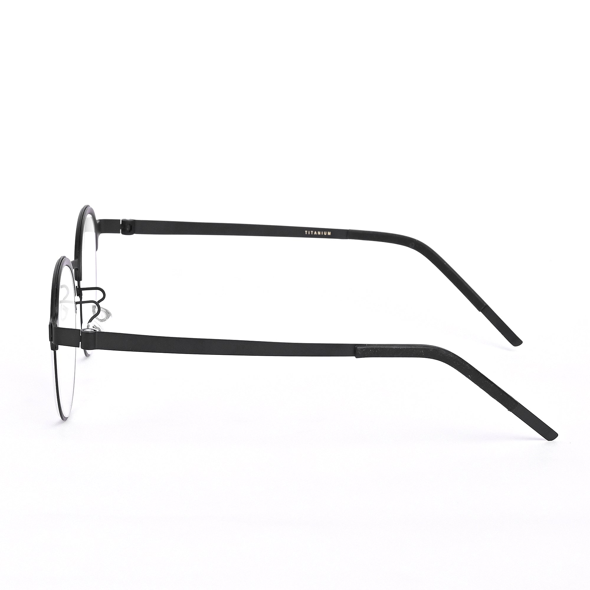 Black Round Keymount Titanium Eyeglasses - LG-004 BLK