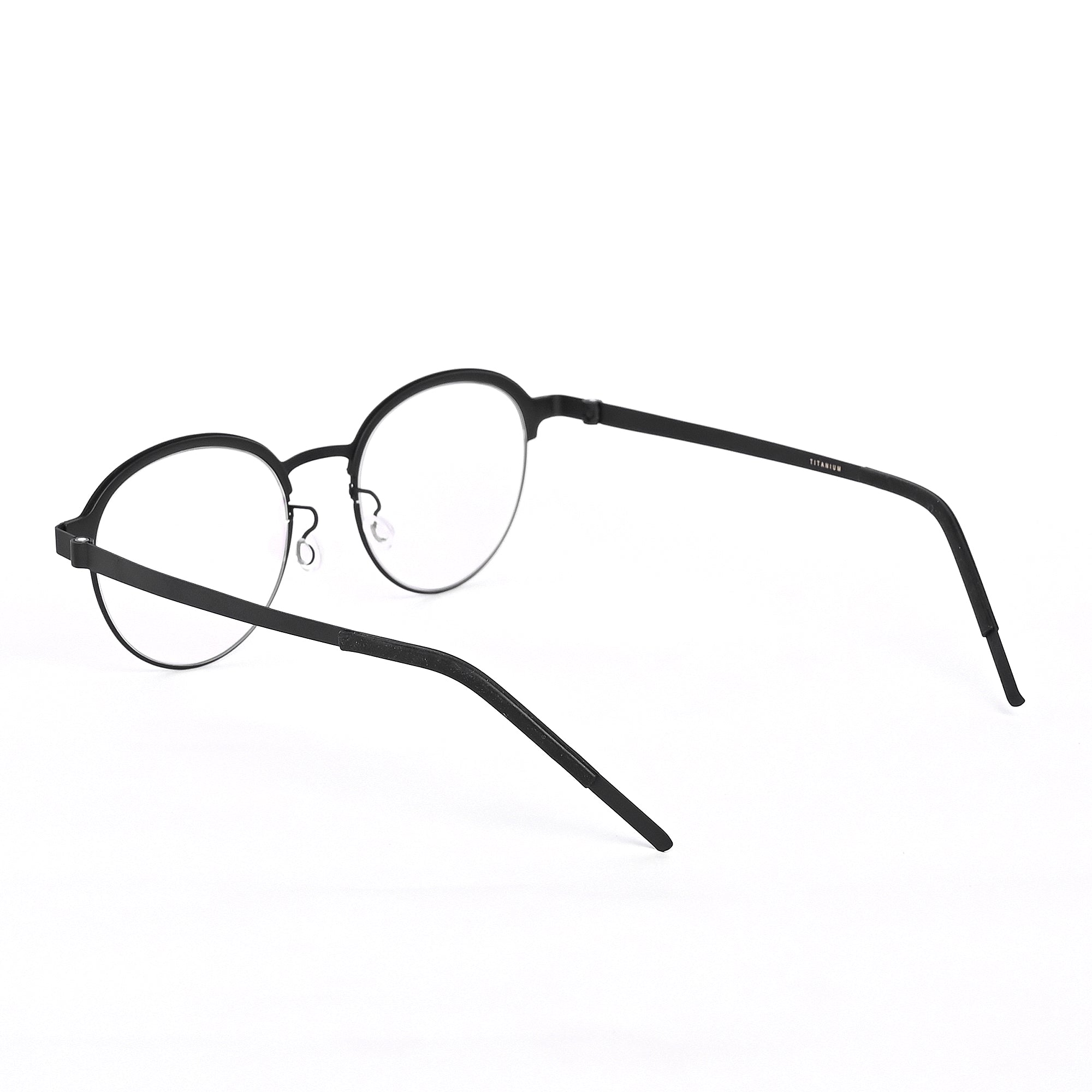 Black Round Keymount Titanium Eyeglasses - LG-004 BLK