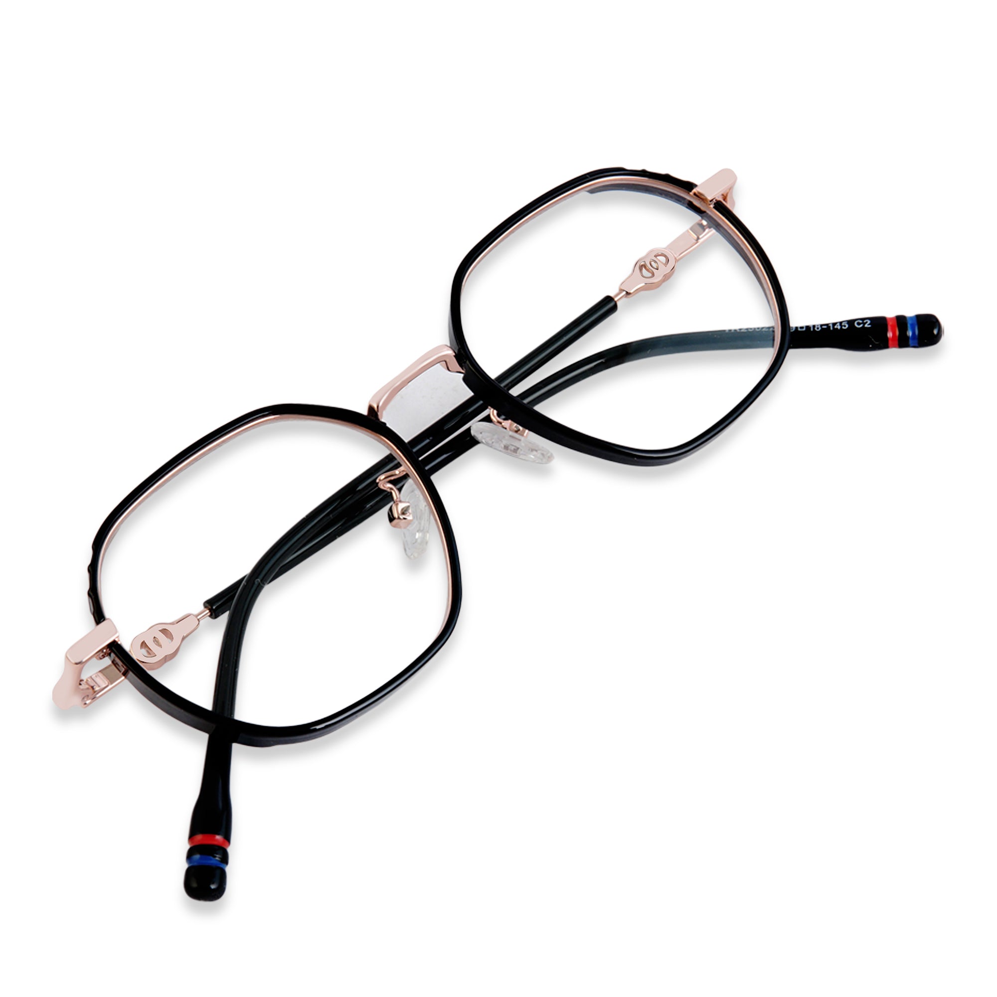 Black & Gold Hexagon Rimmed Eyeglasses - TR23022