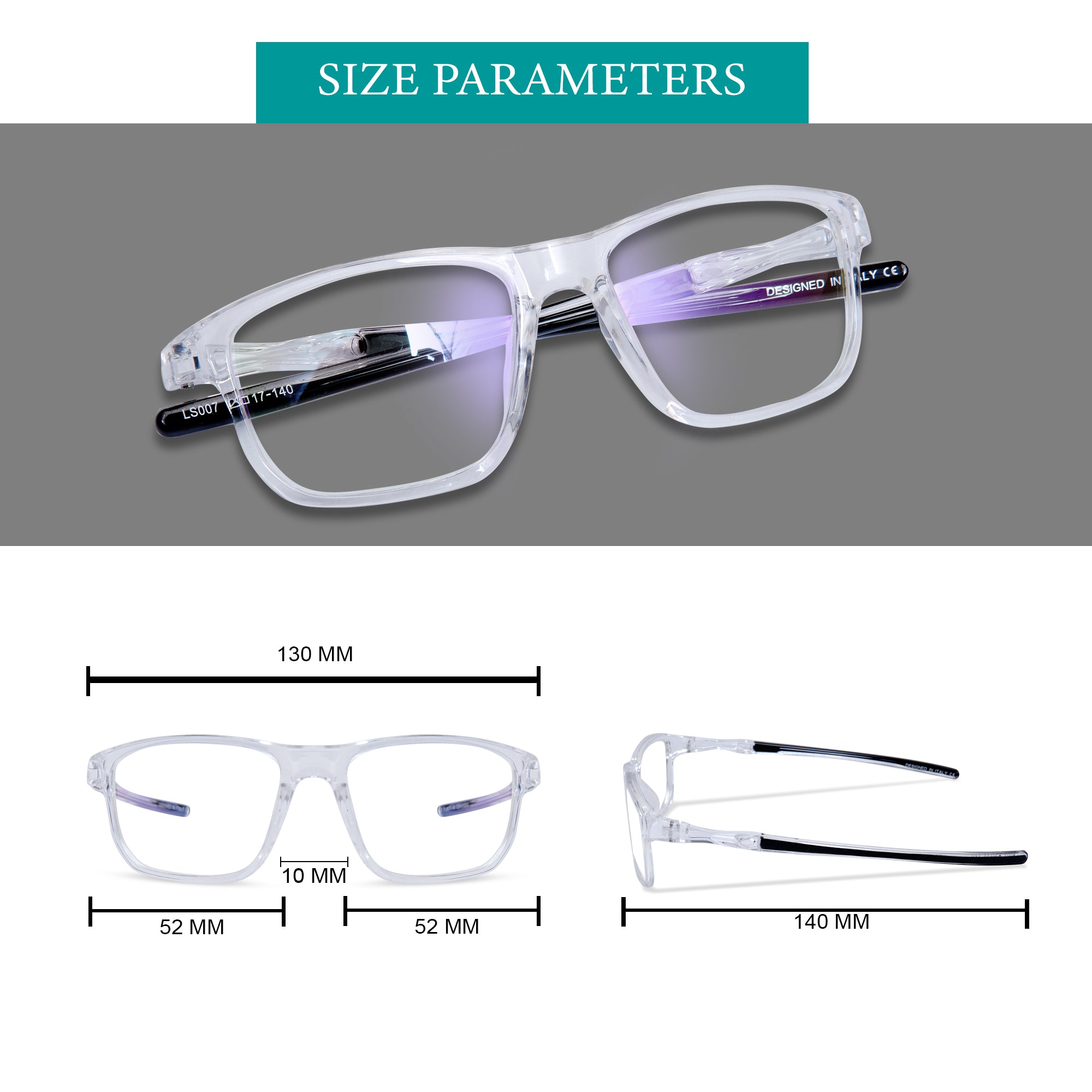 Transparent & sport frame Eyeglasses - L007