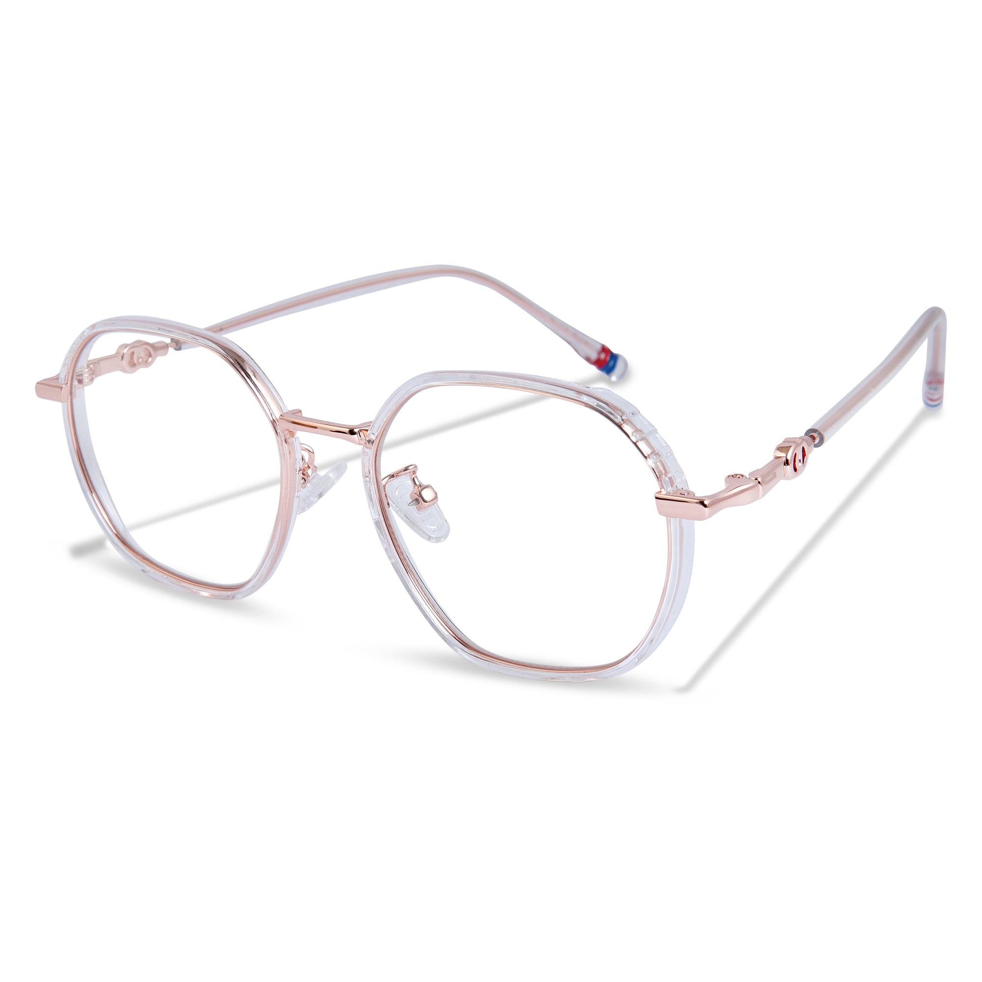 Rose Gold & Transparent Hexagon Metal Rim Eyeglasses  TR23022