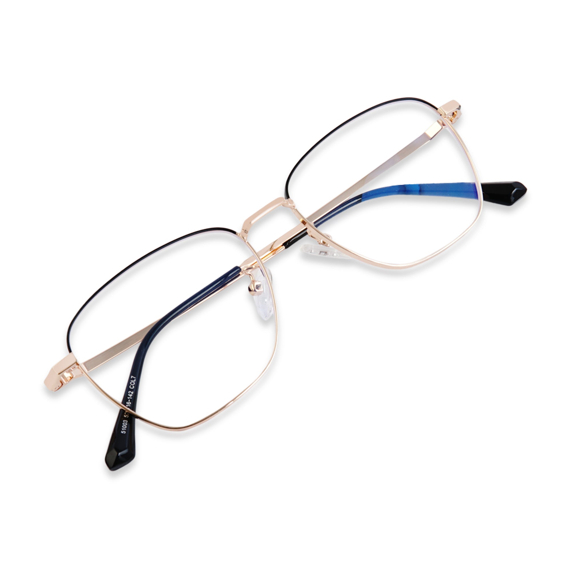 Black & Gold Square Metal Eyeglasses - L51003