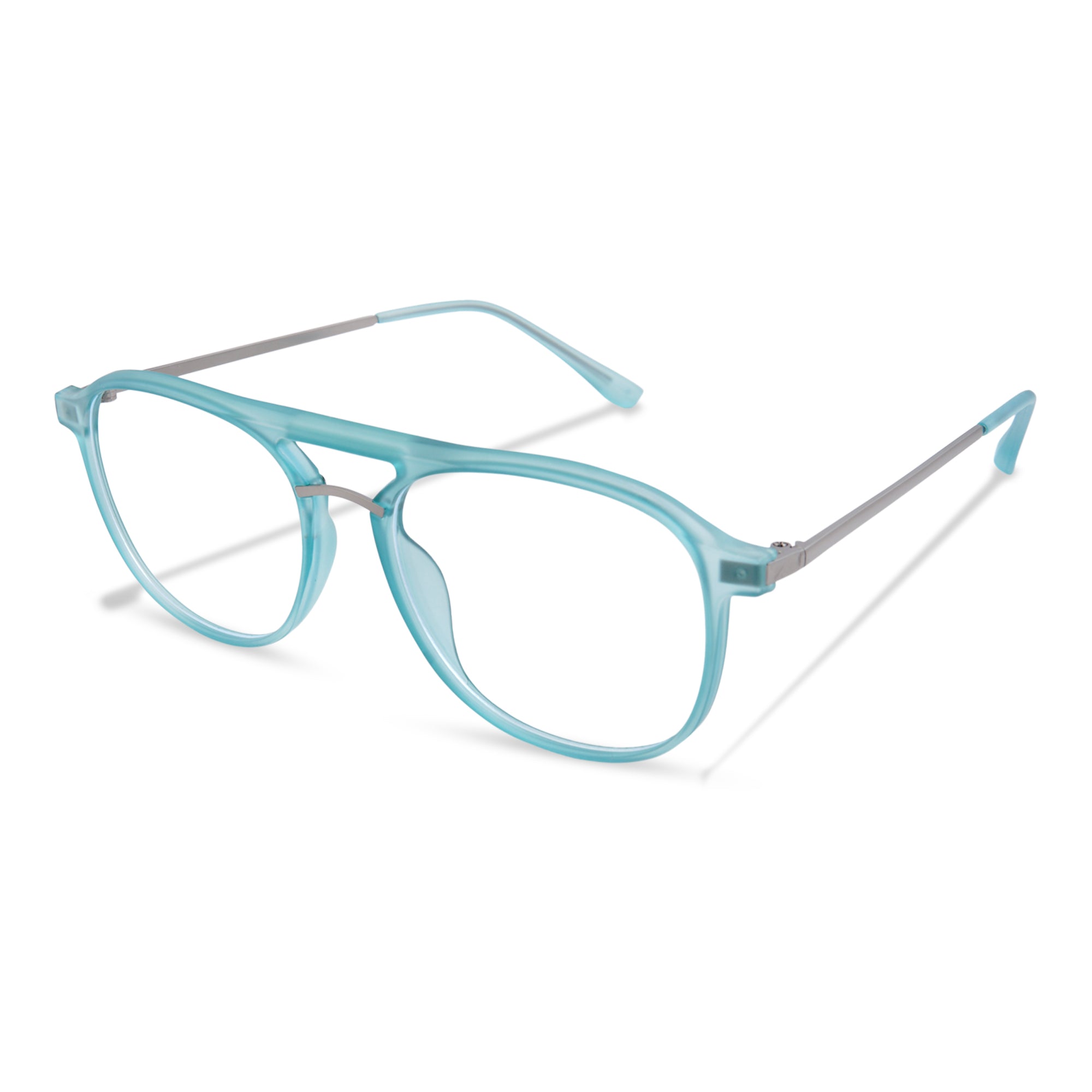 Matte blue Rimmed Round Eyeglasses - LP003