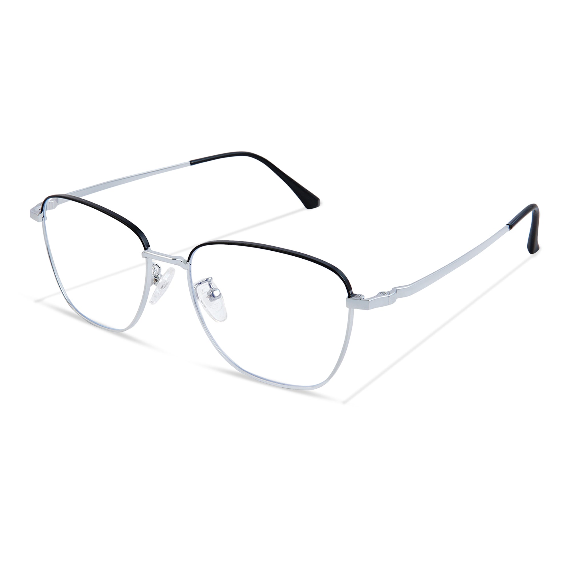Black Silver Square Metal Eyeglasses - L51003