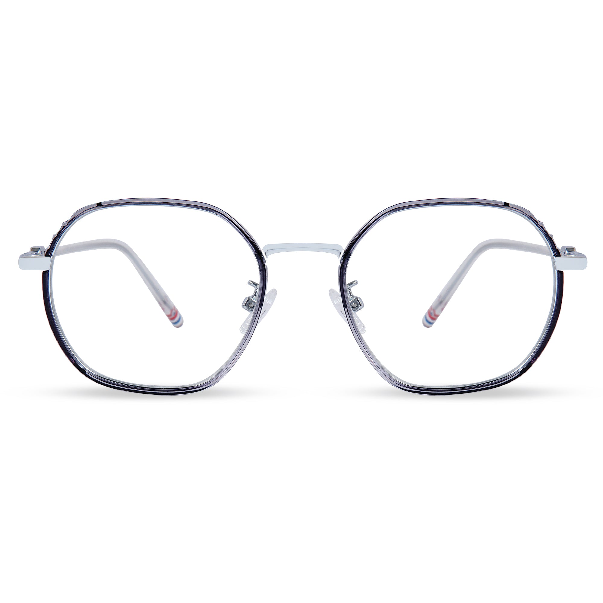 SILVER & Grey'Hexagon Metal Eyeglasses - TR23022