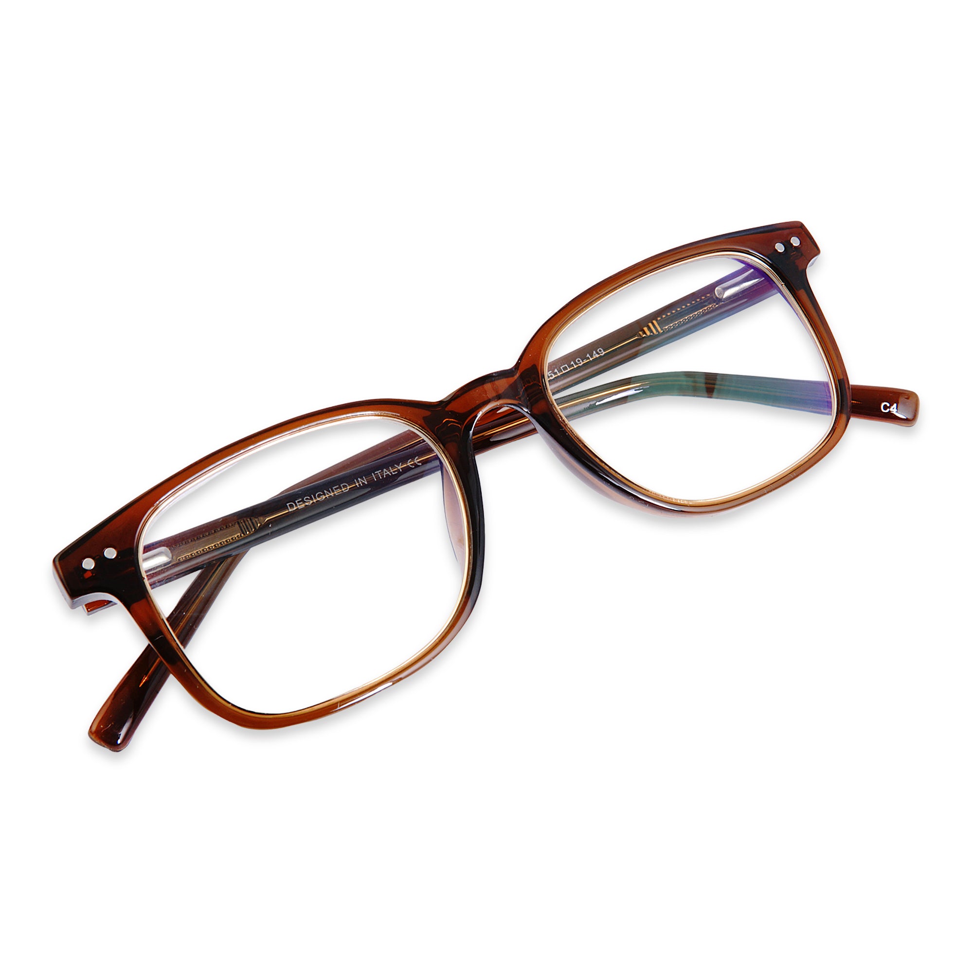 TRANSPARENT BROWN square Eyeglasses - LR005