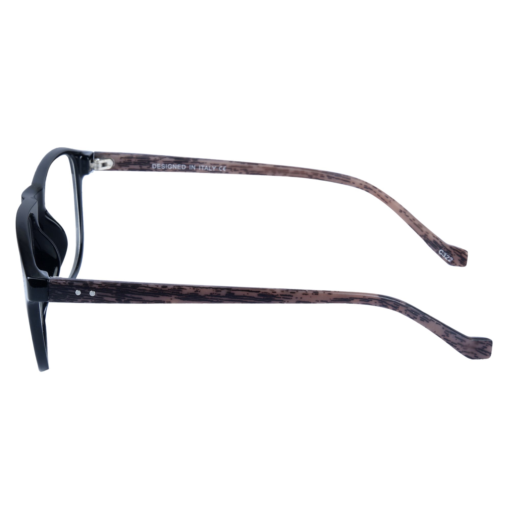 Black & Matte Brown Square Reading Eyeglasses – L109 C322