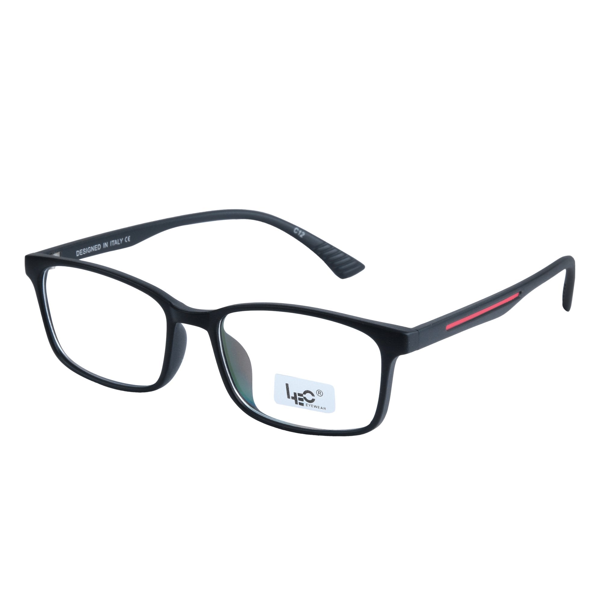 Black & Red Rimmed Square Eyeglasses - L103-C12BR