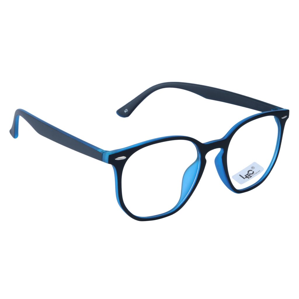 Black & Blue Hexagon Rimmed Eyeglasses - L106. C4