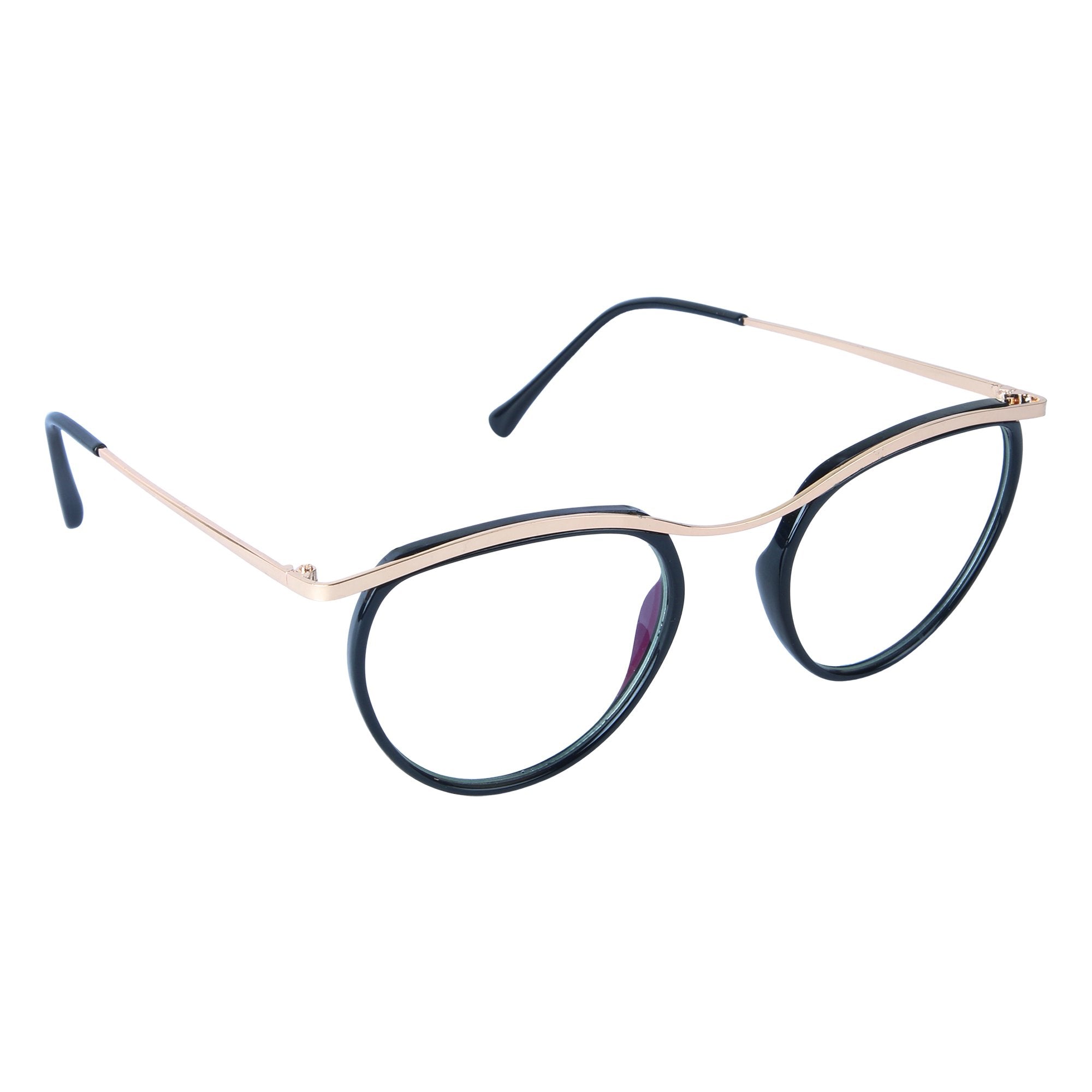 Black & Gold Rimmed Round Eyeglasses - L-1544BG