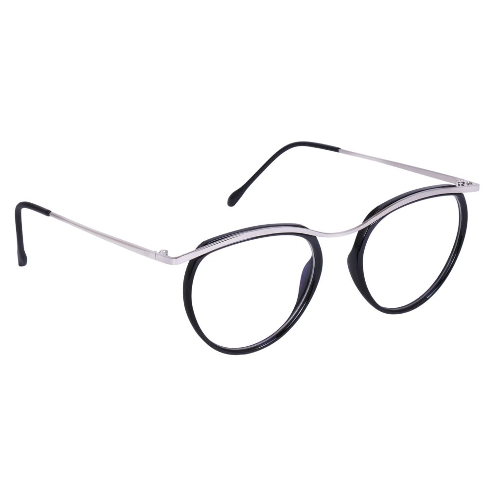 Black & Silver Round Metal Eyeglasses - L1544