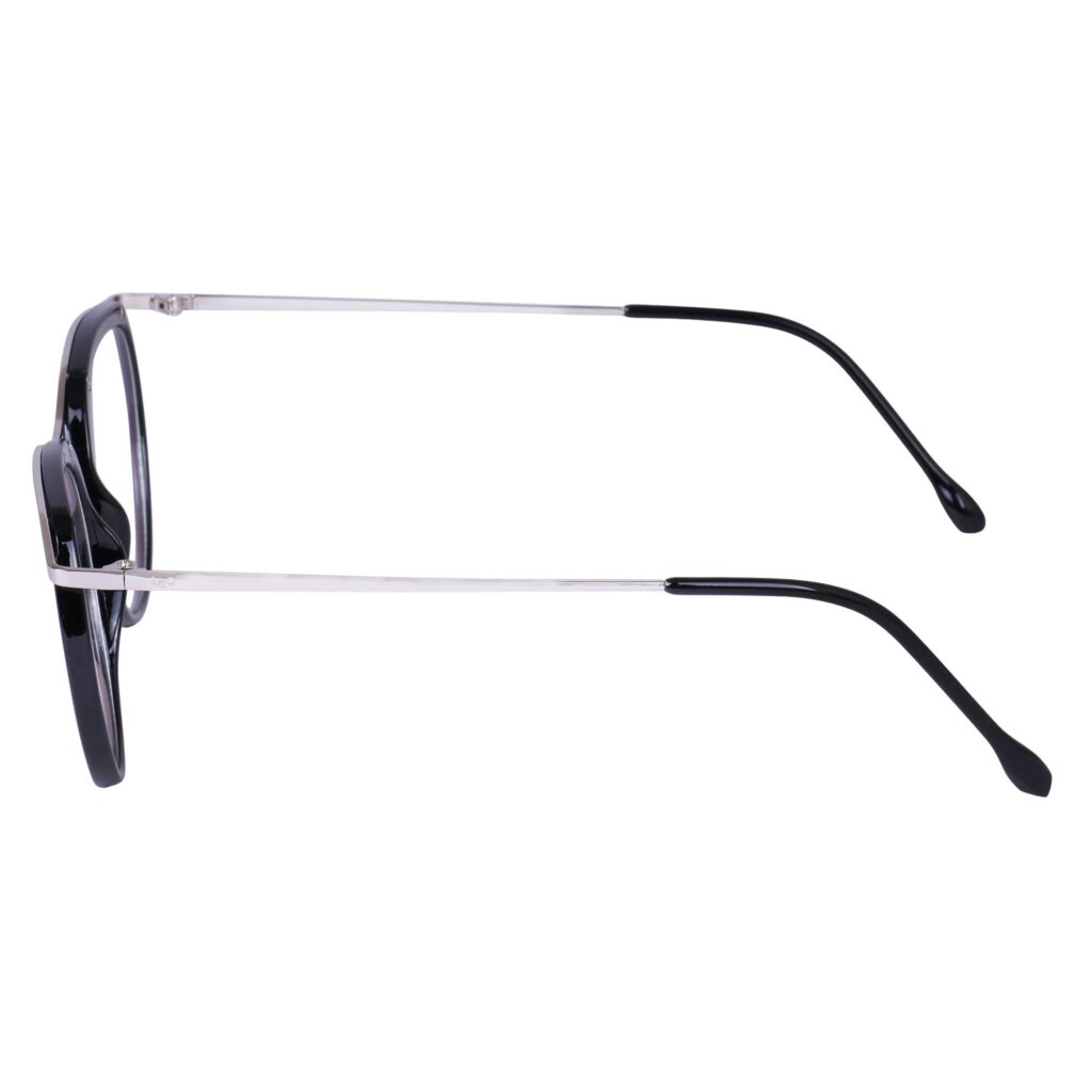 Black & Silver Round Metal Eyeglasses - L1544