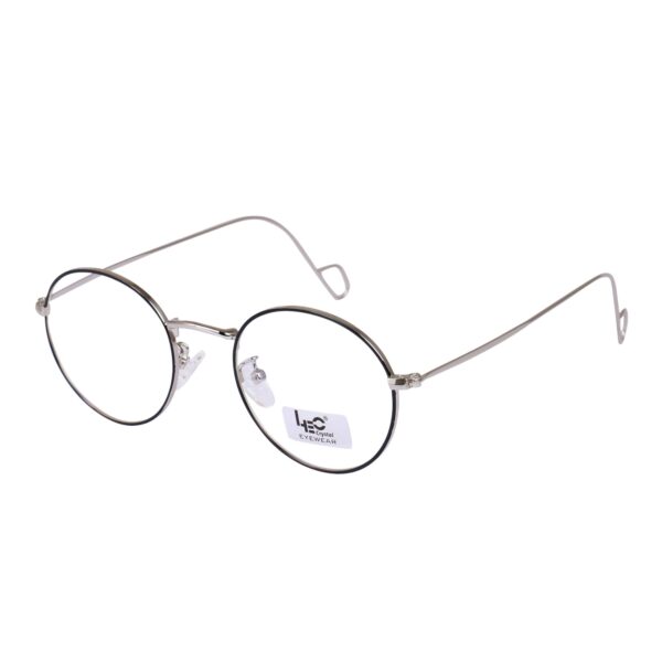 Silver & Black Round Metal Eyeglasses - L3057