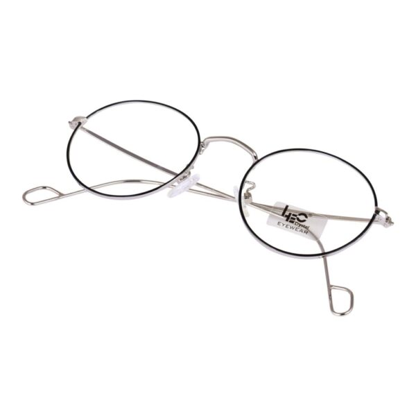Silver & Black Round Metal Eyeglasses - L3057