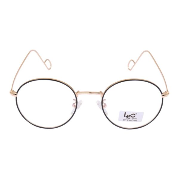 Black & Gold Round Metal Eyeglasses - L3057