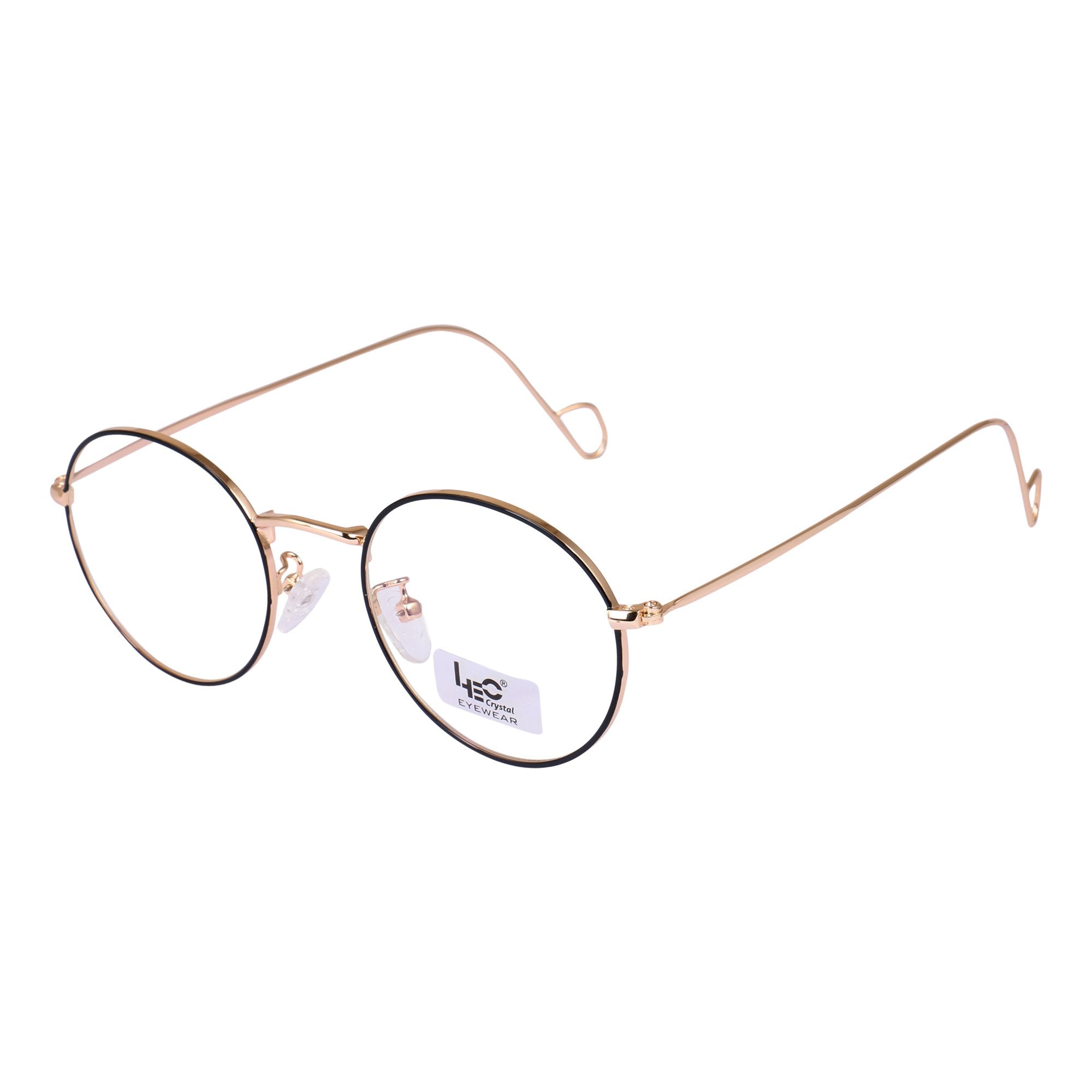 Black & Gold Round Metal Eyeglasses - L3057