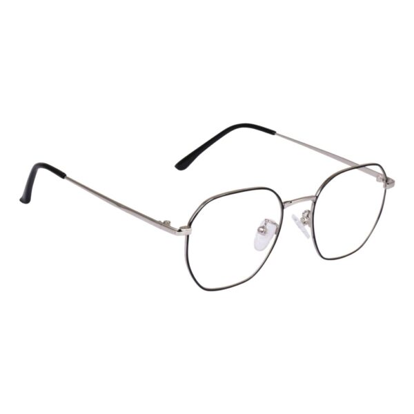 Silver & Black Hexagon Metal Eyeglasses - L3143