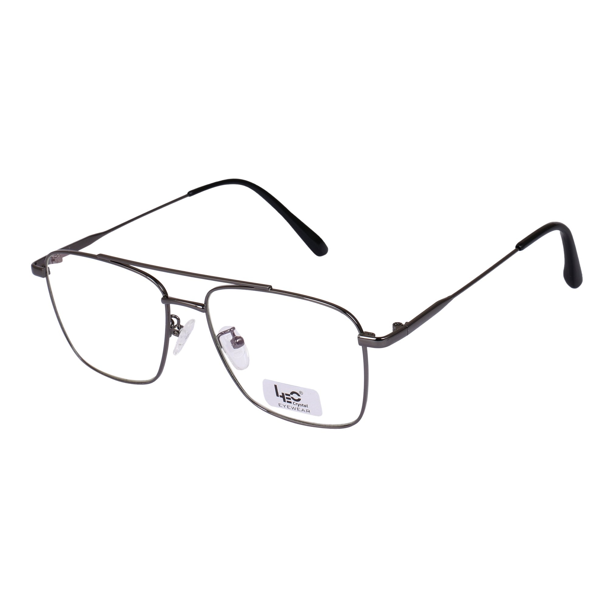 Grey Square Metal Eyeglasses - L3076