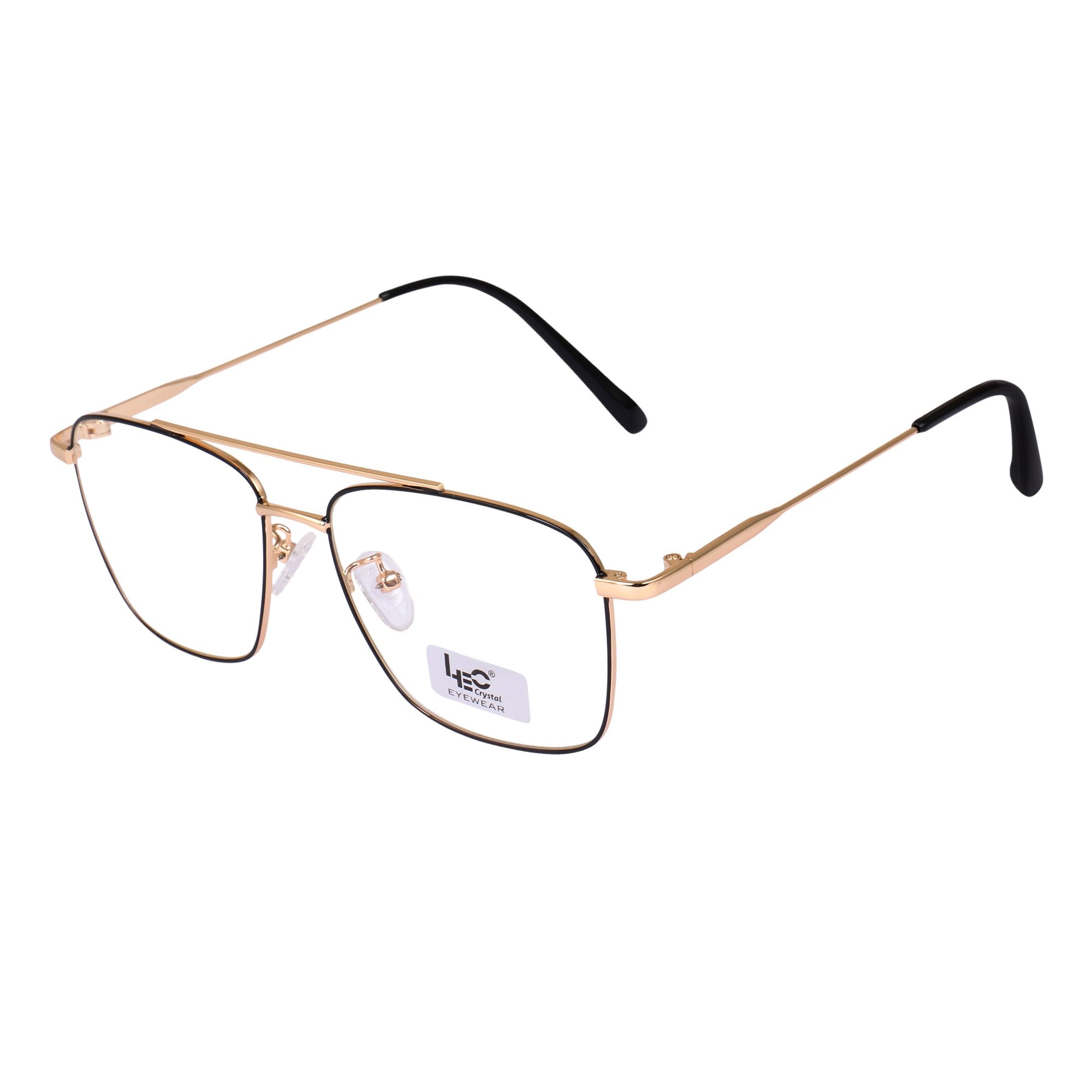Black & Gold Square Metal Eyeglasses - L3076