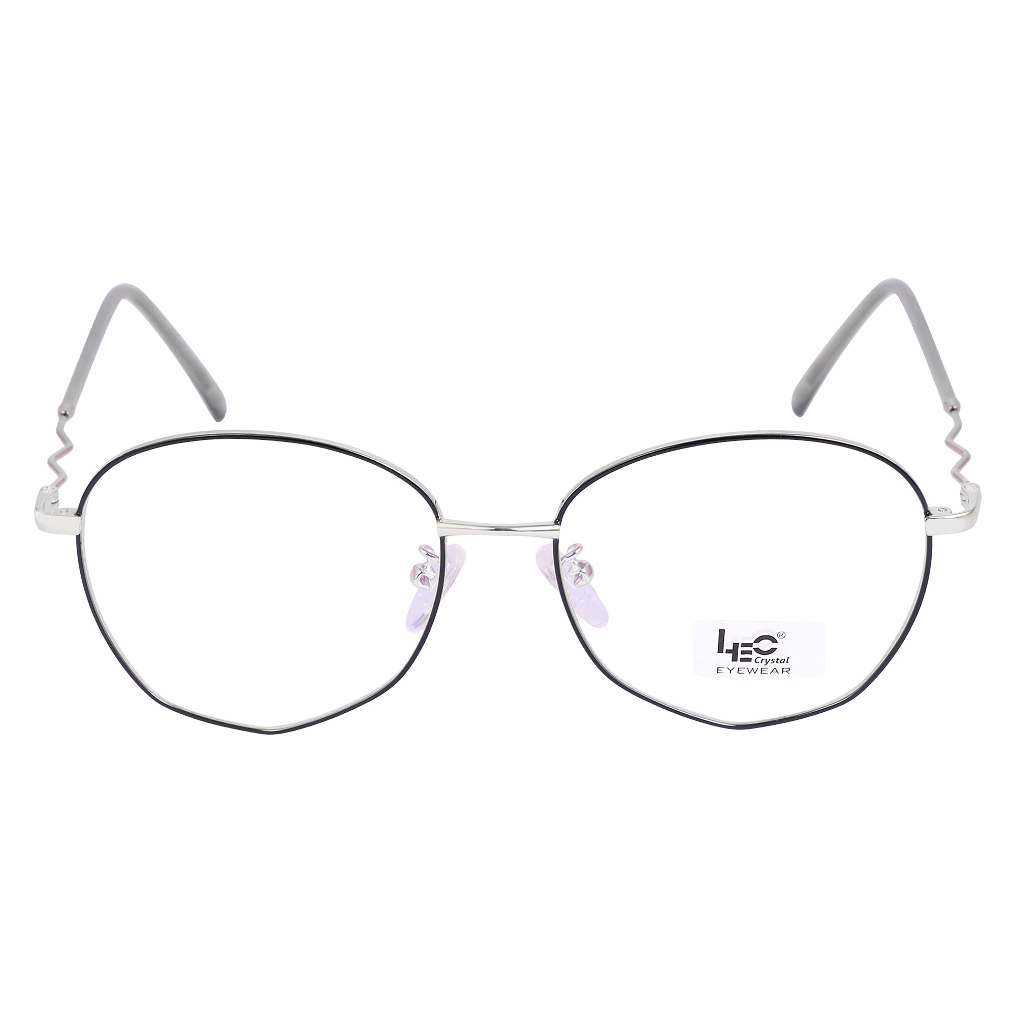 Vintage Black & Silver Hexagon Metal Eyeglasses - L35014