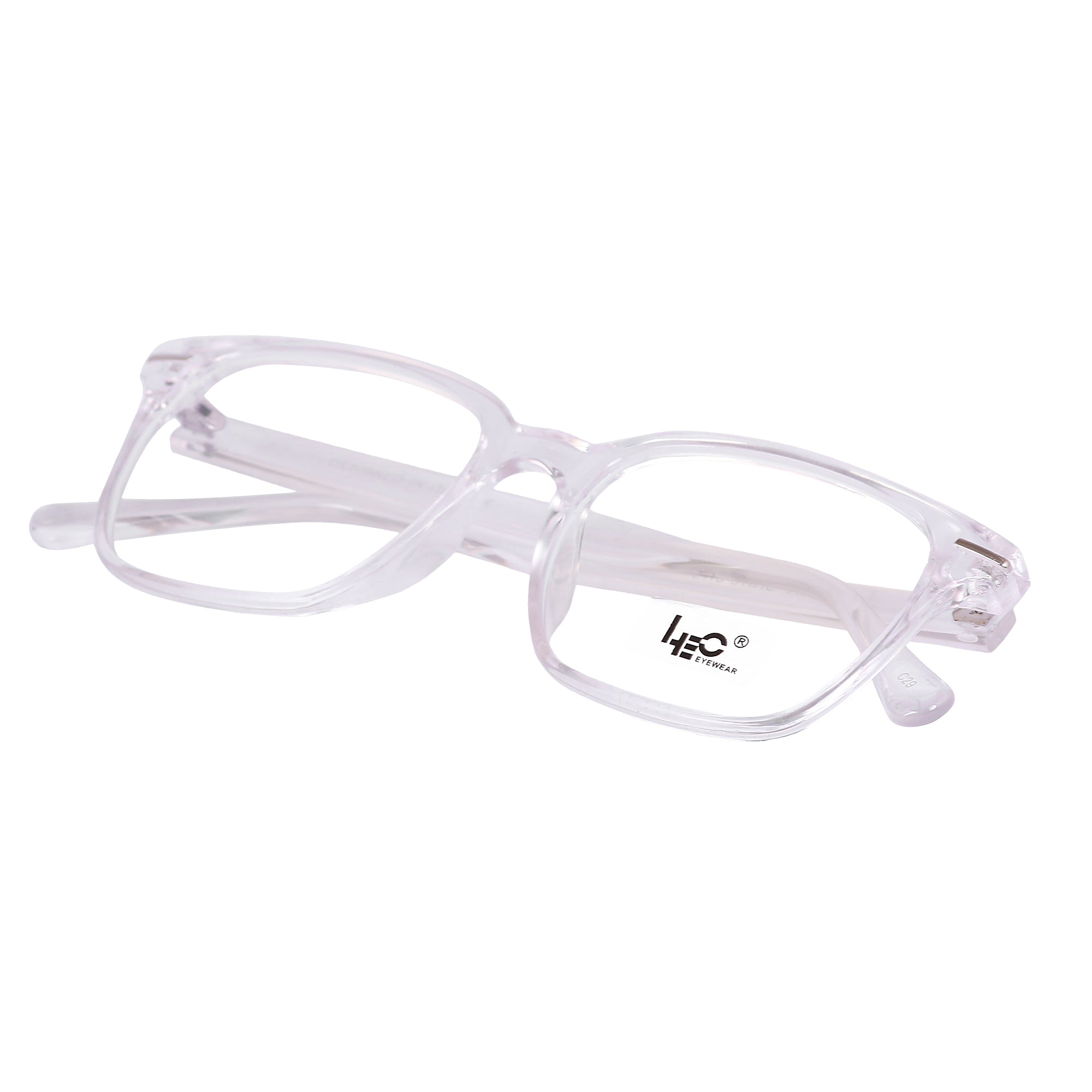 Transparent White Rimmed Square Eyeglasses - L115