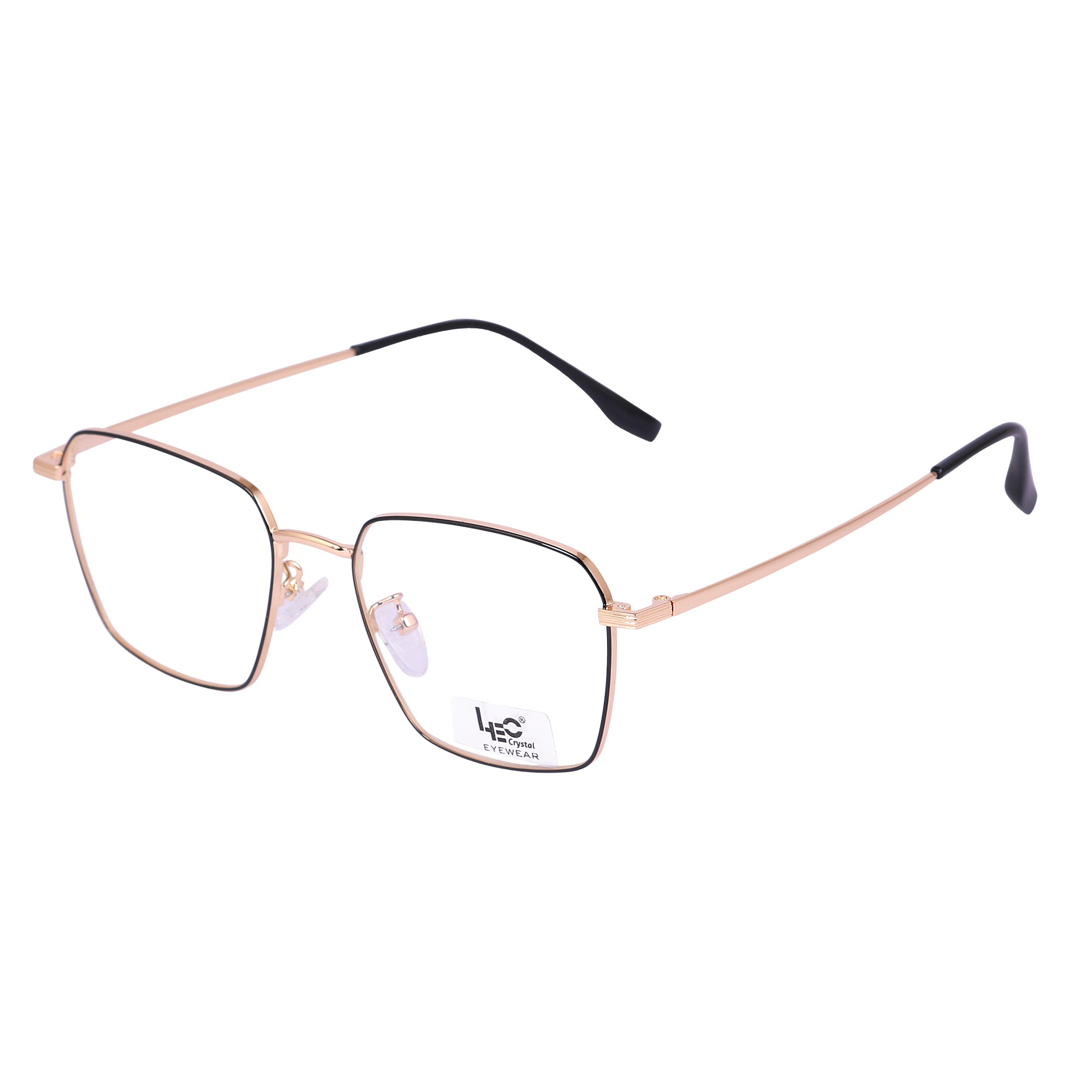 Black & Gold Rimmed Square Metal Eyeglasses - L35006