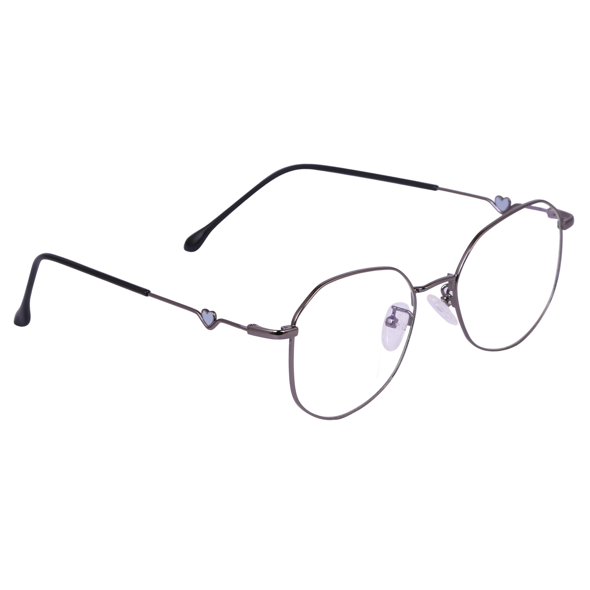 Gray Rimmed Hexagon Metal Eyeglasses - L35007