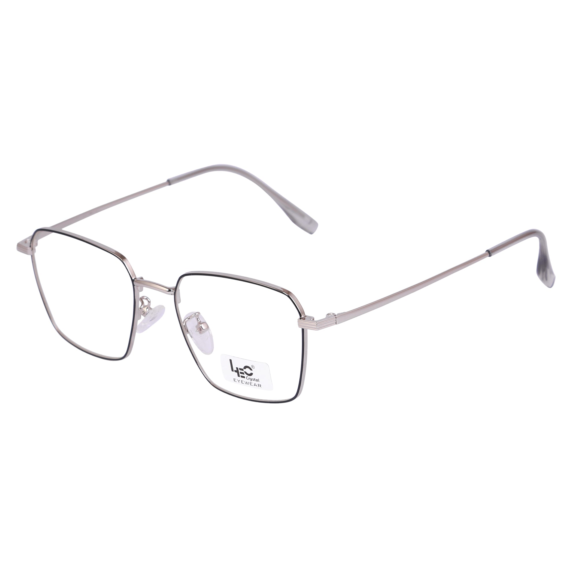 Black & Silver Rimmed Square Metal Eyeglasses - L35006