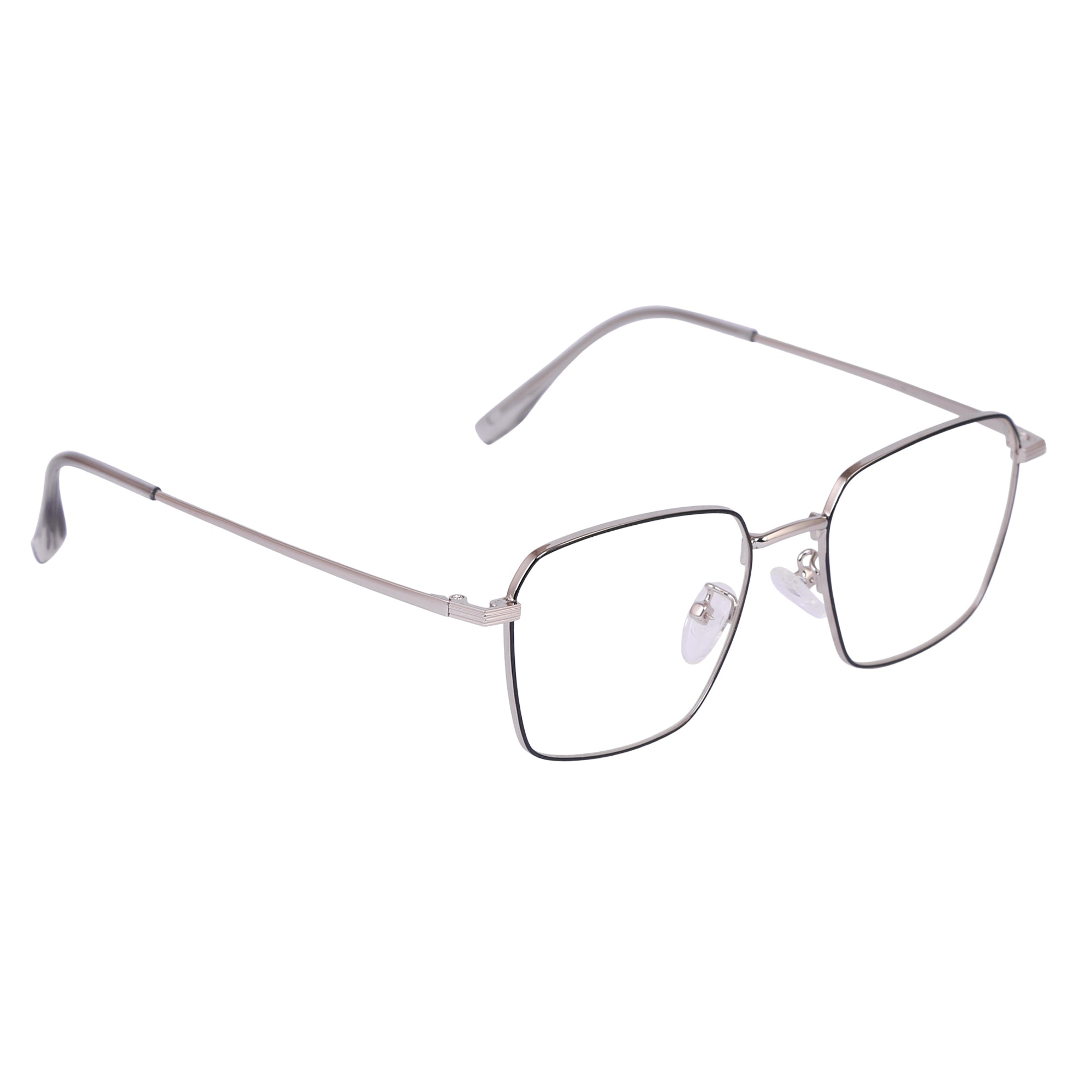 Black & Silver Rimmed Square Metal Eyeglasses - L35006