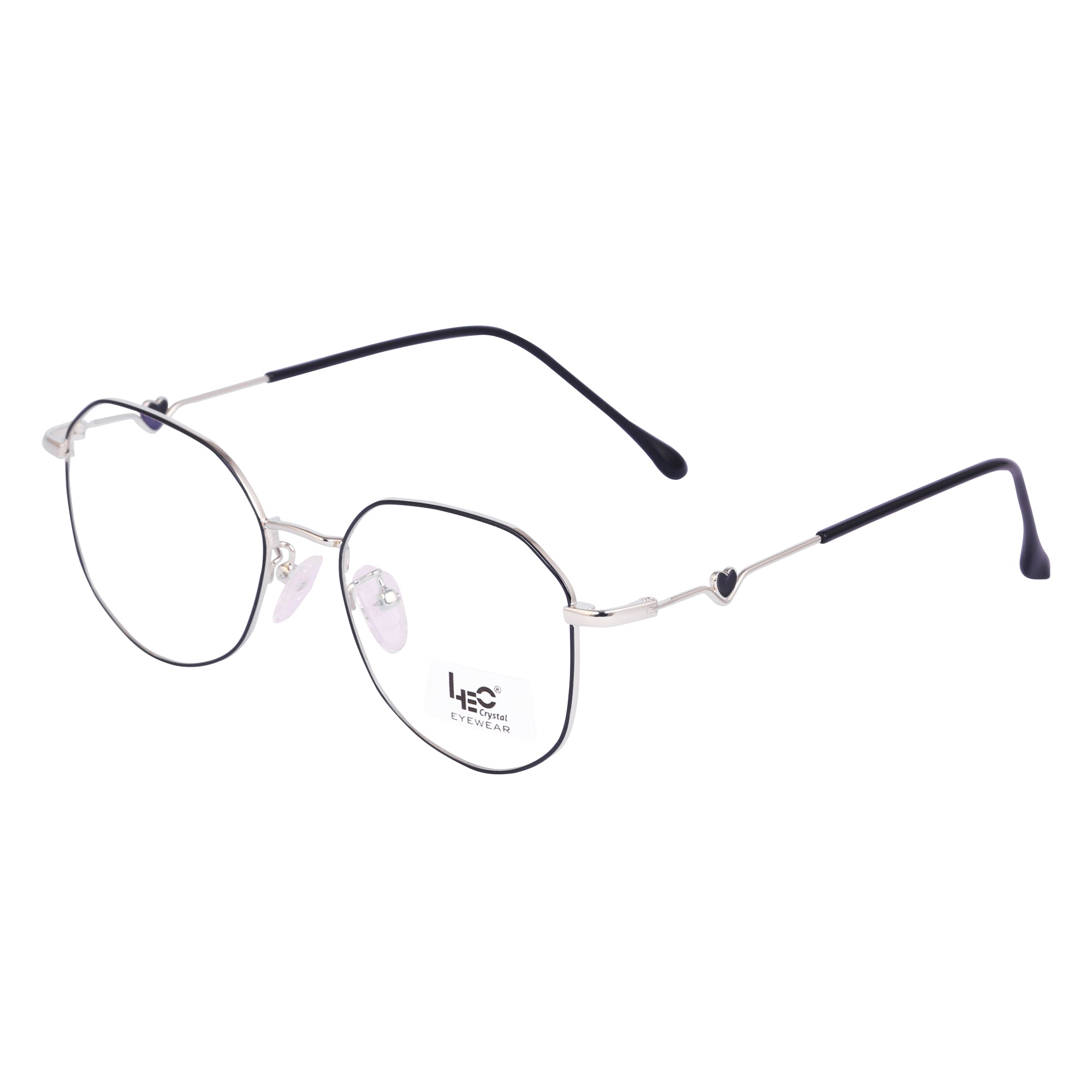Black & Silver Rimmed Hexagon Metal Eyeglasses - L35007