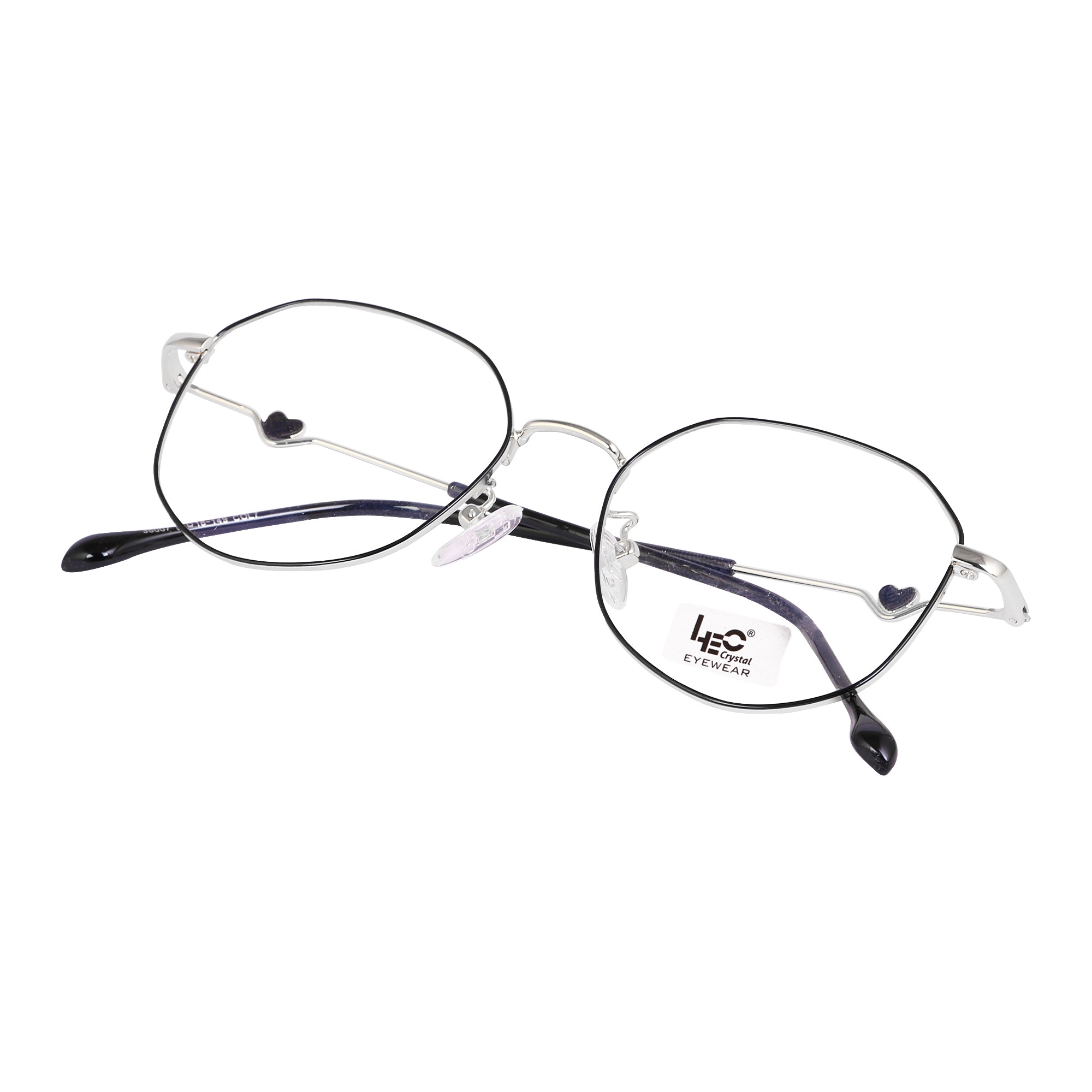 Black & Silver Rimmed Hexagon Metal Eyeglasses - L35007