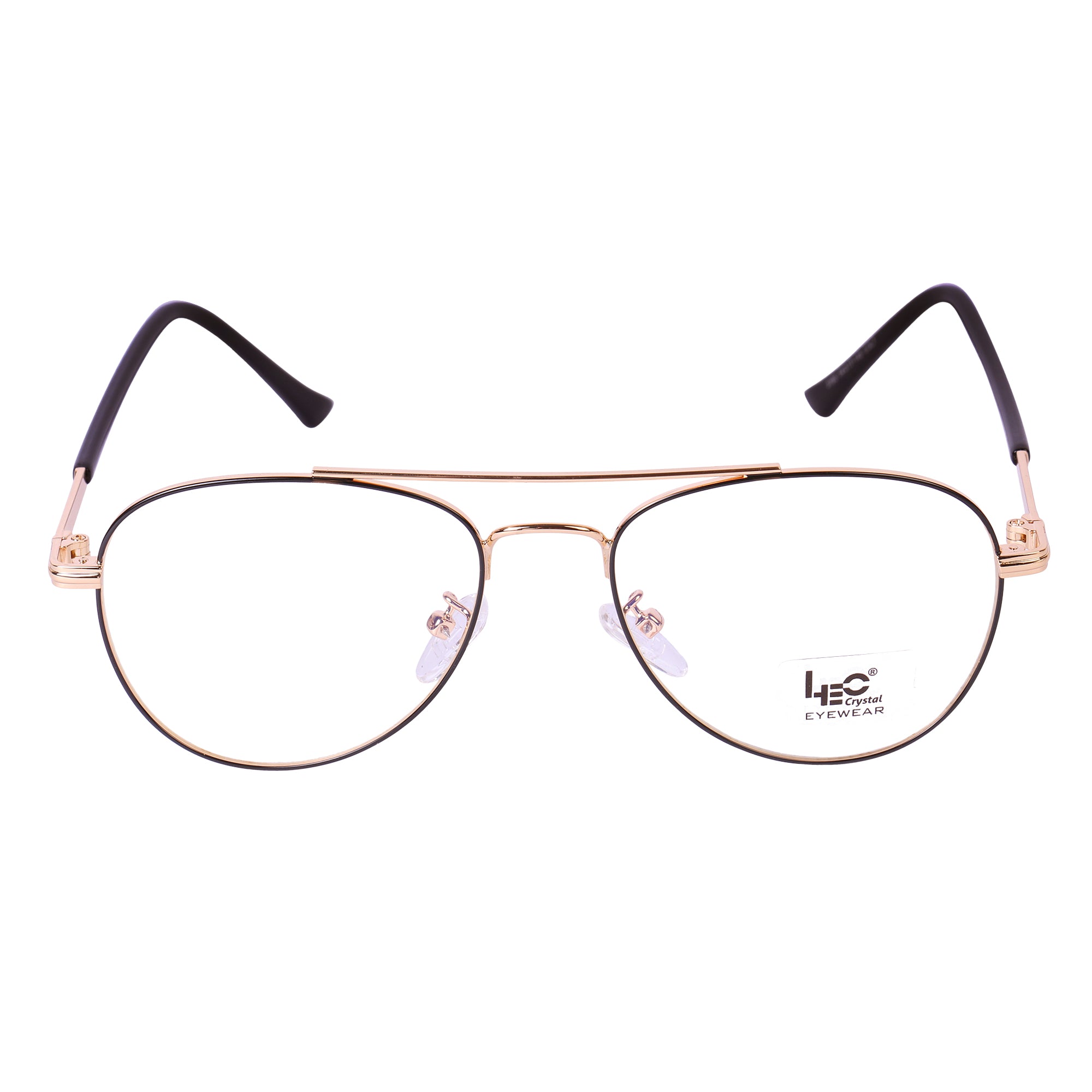 Gold & Black Aviator Metal Eyeglasses - L3195