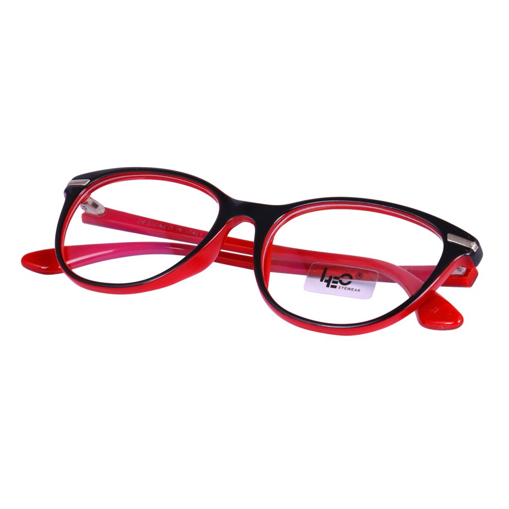 Black & Red Cateye Rimmed Eyeglasses - L2116