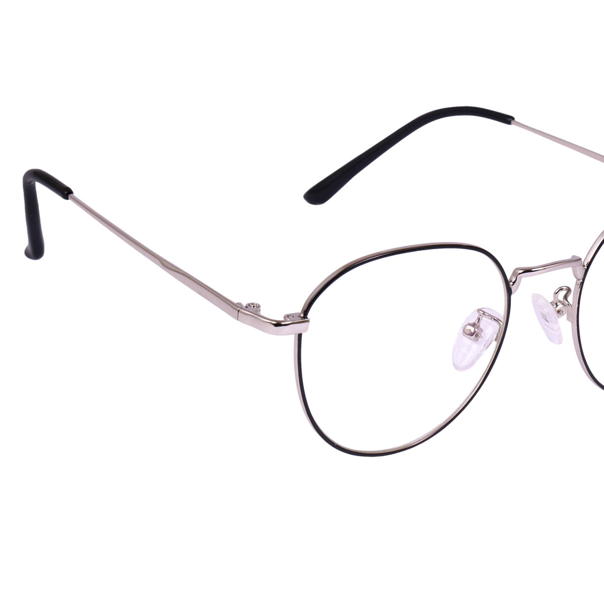Black & Silver Round Metal Eyeglasses - L3142
