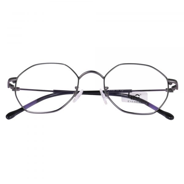 Grey Hexagon Metal Eyeglasses - L3177