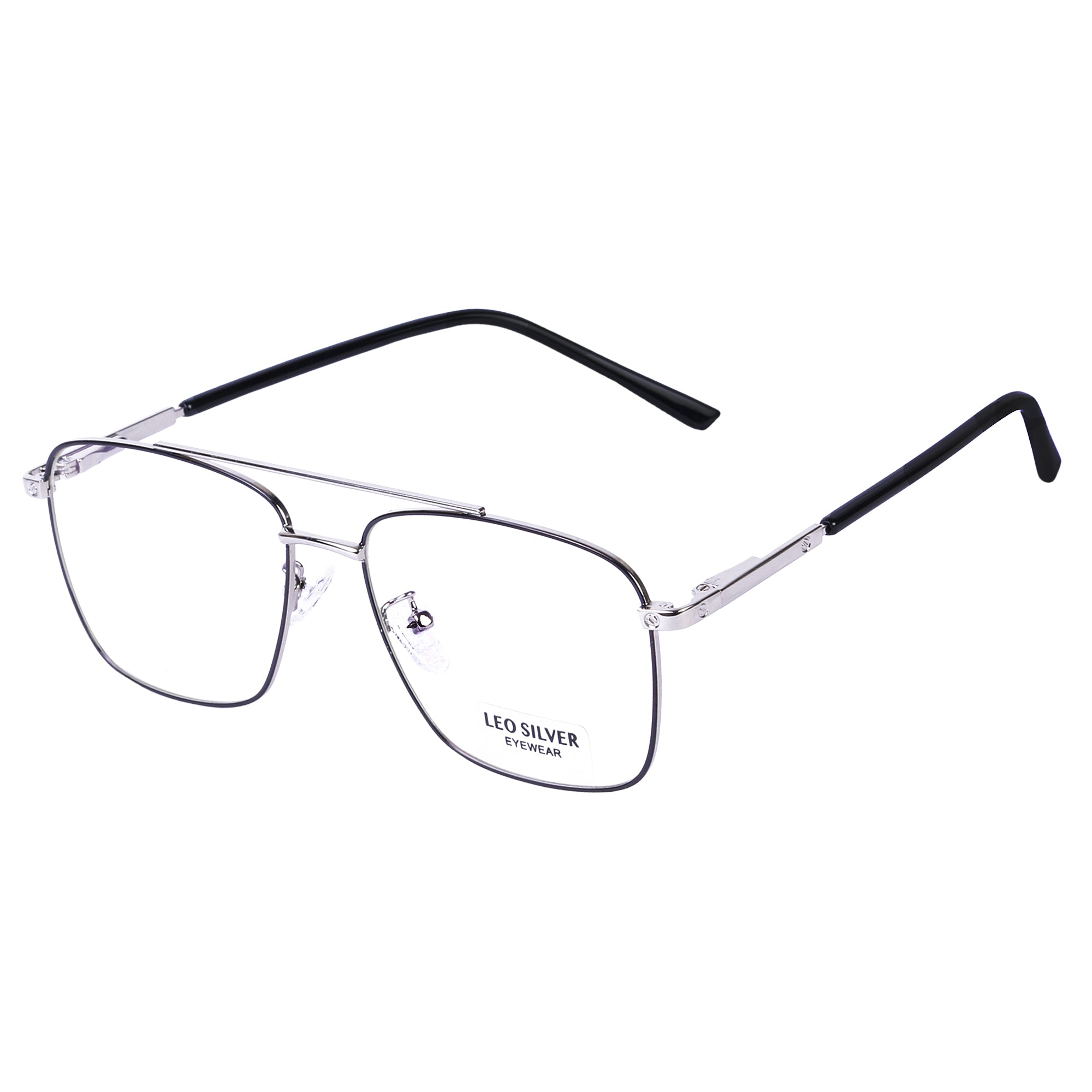 BLACK SILVER Square Metal Eyeglasses -L3201
