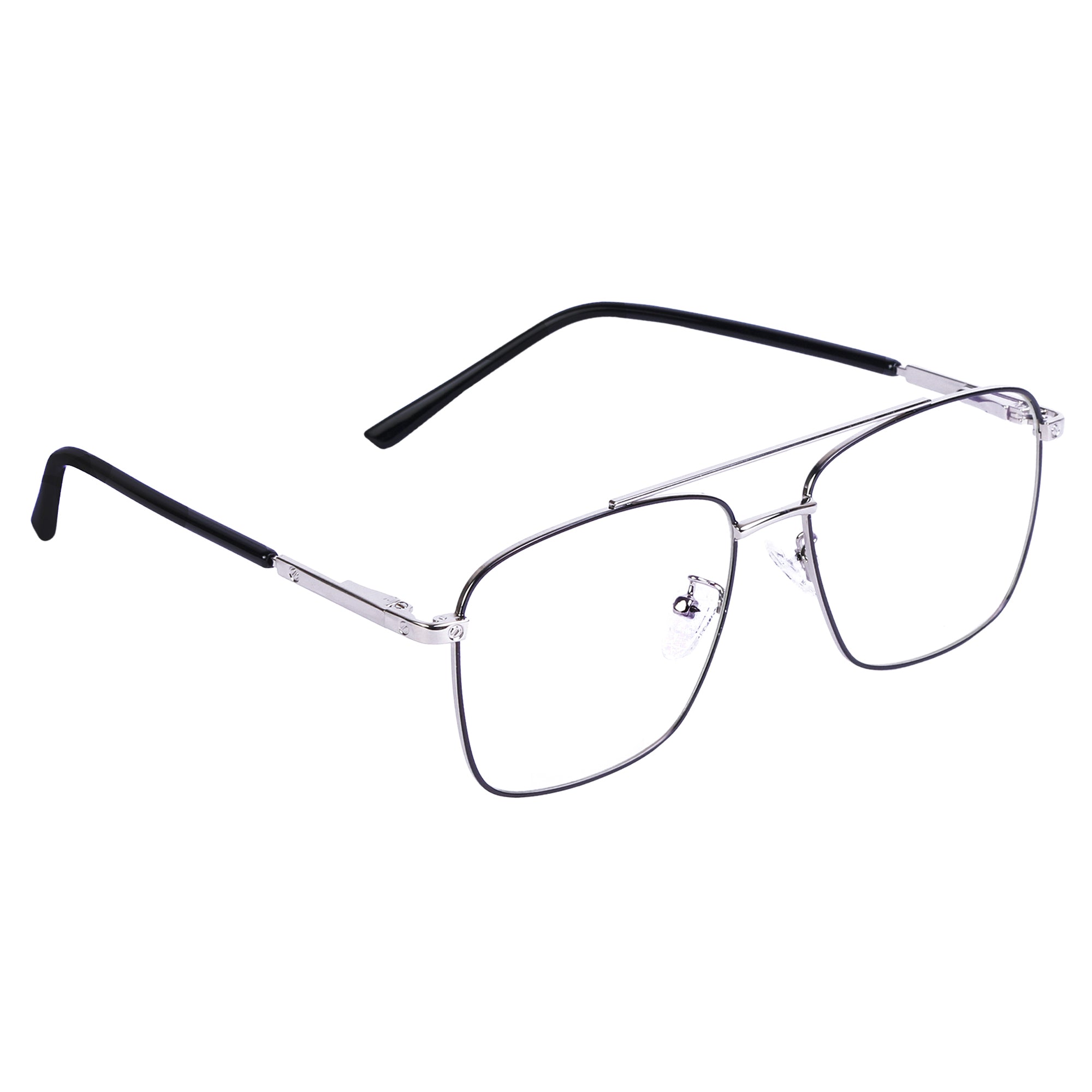 BLACK SILVER Square Metal Eyeglasses -L3201