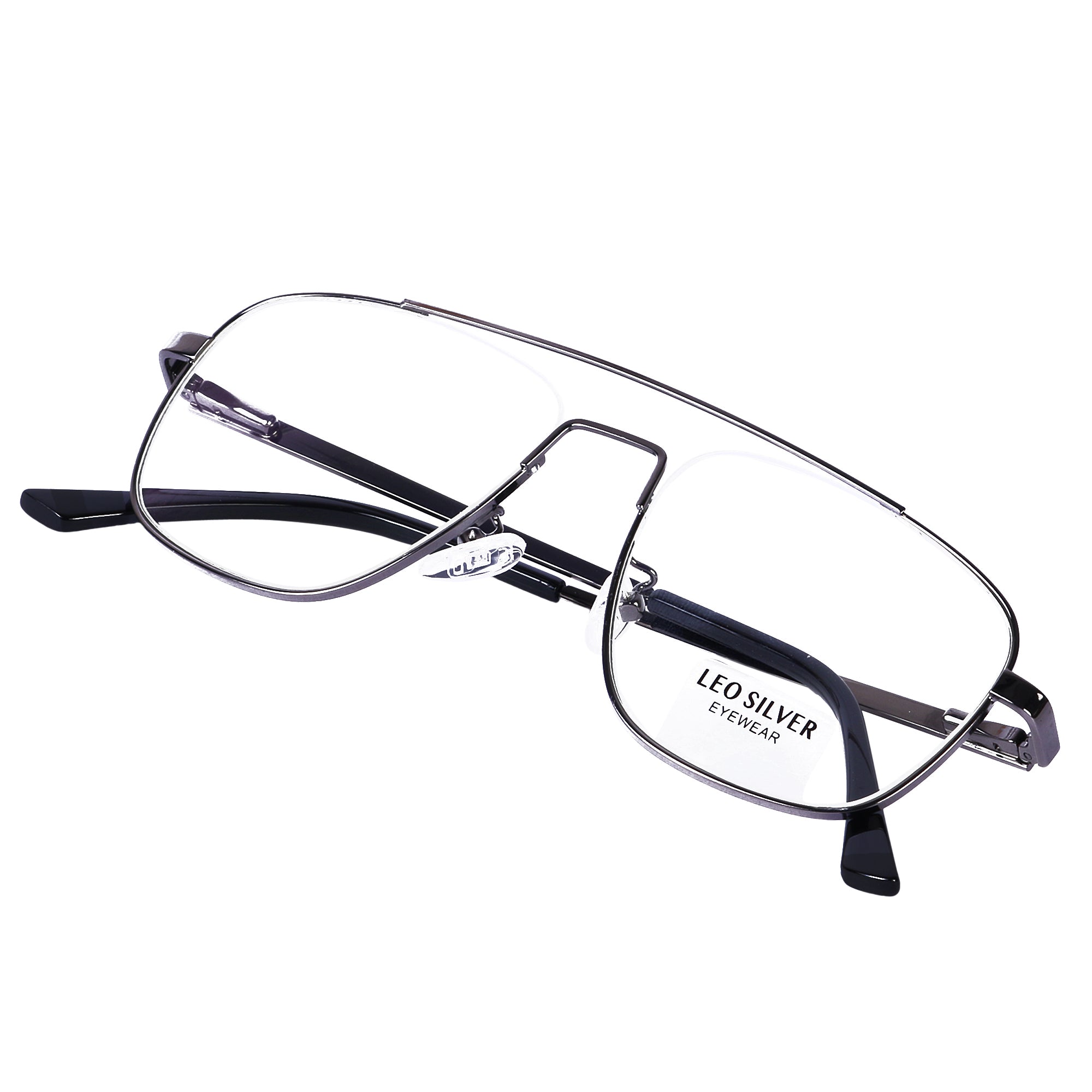 Grey Square Metal Eyeglasses -
L2063