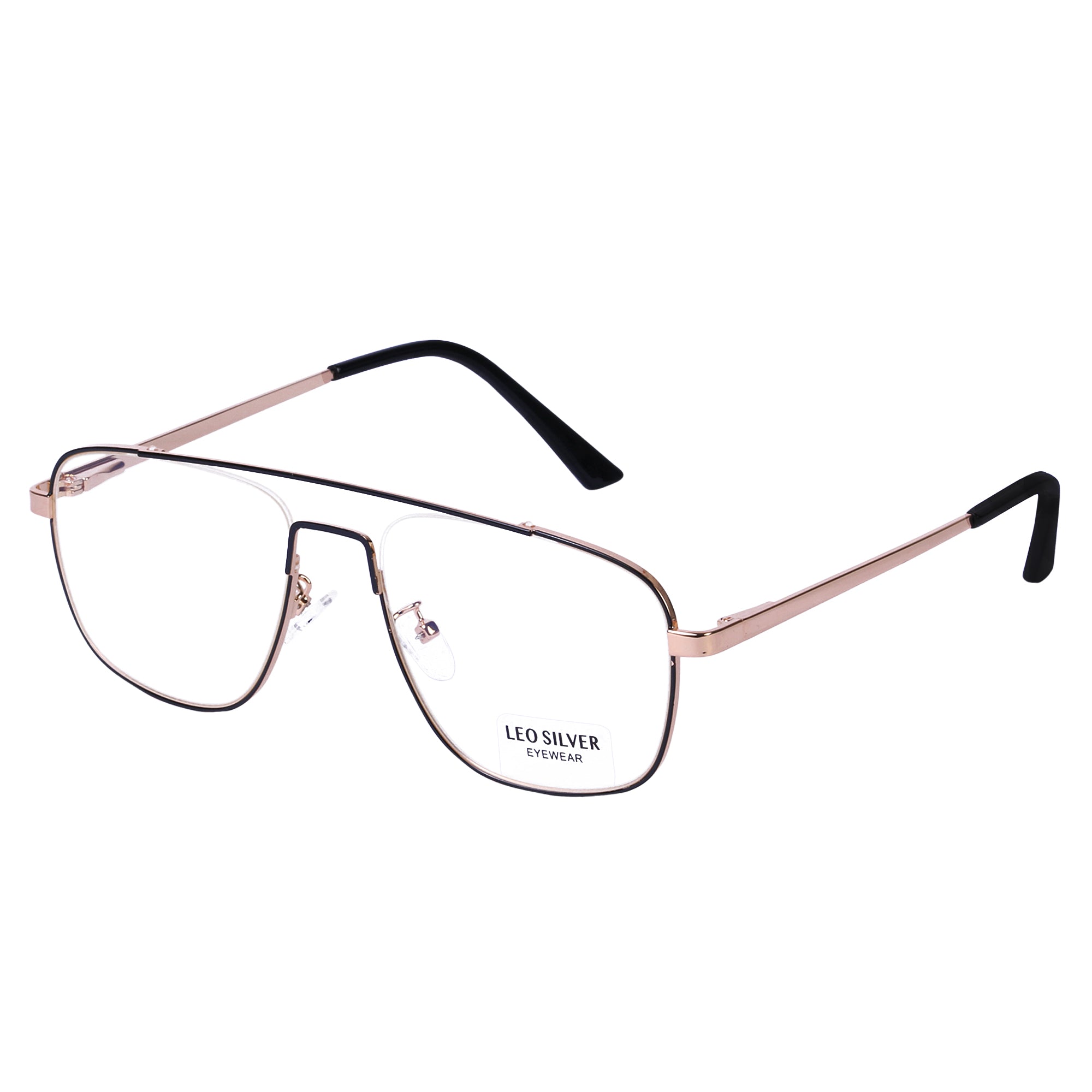 Black & Gold Square Metal Eyeglasses - L2063