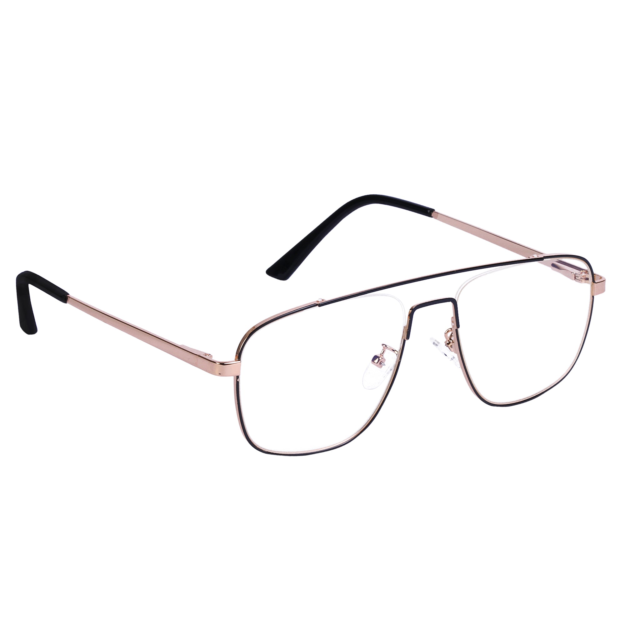 Black & Gold Square Metal Eyeglasses - L2063