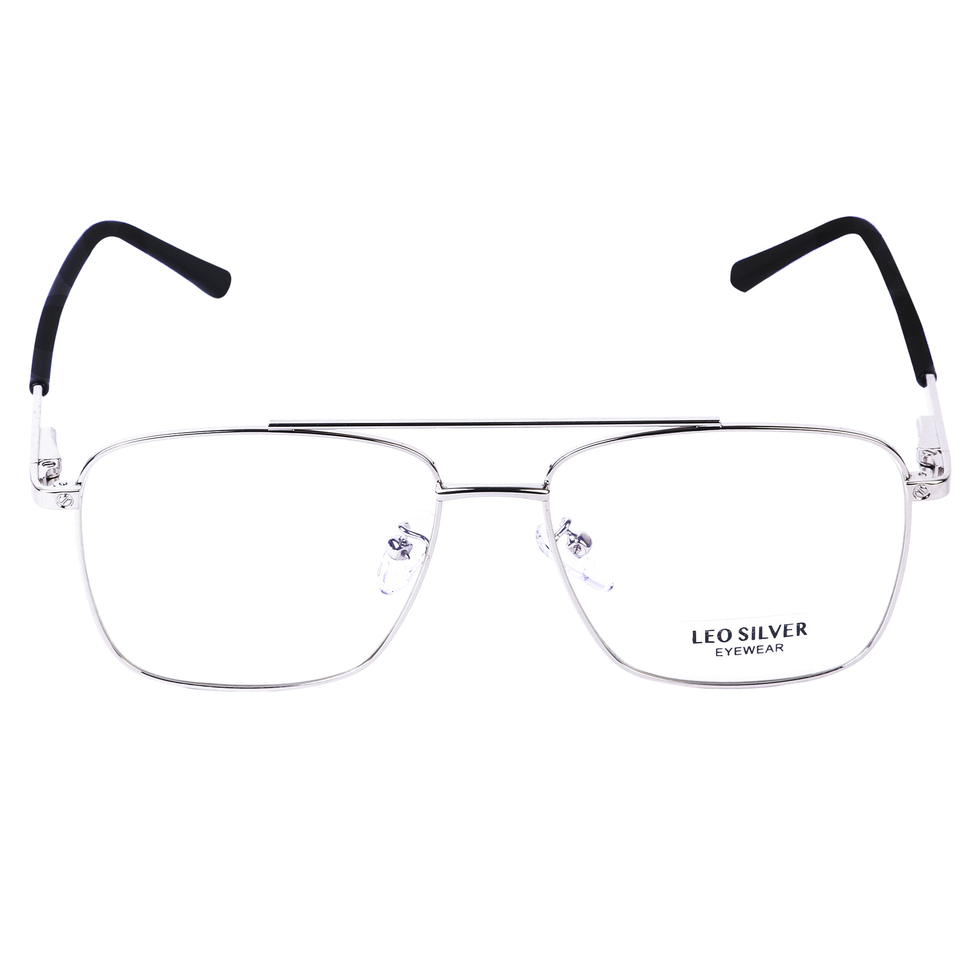 Silver  Square Metal Eyeglasses -L3201