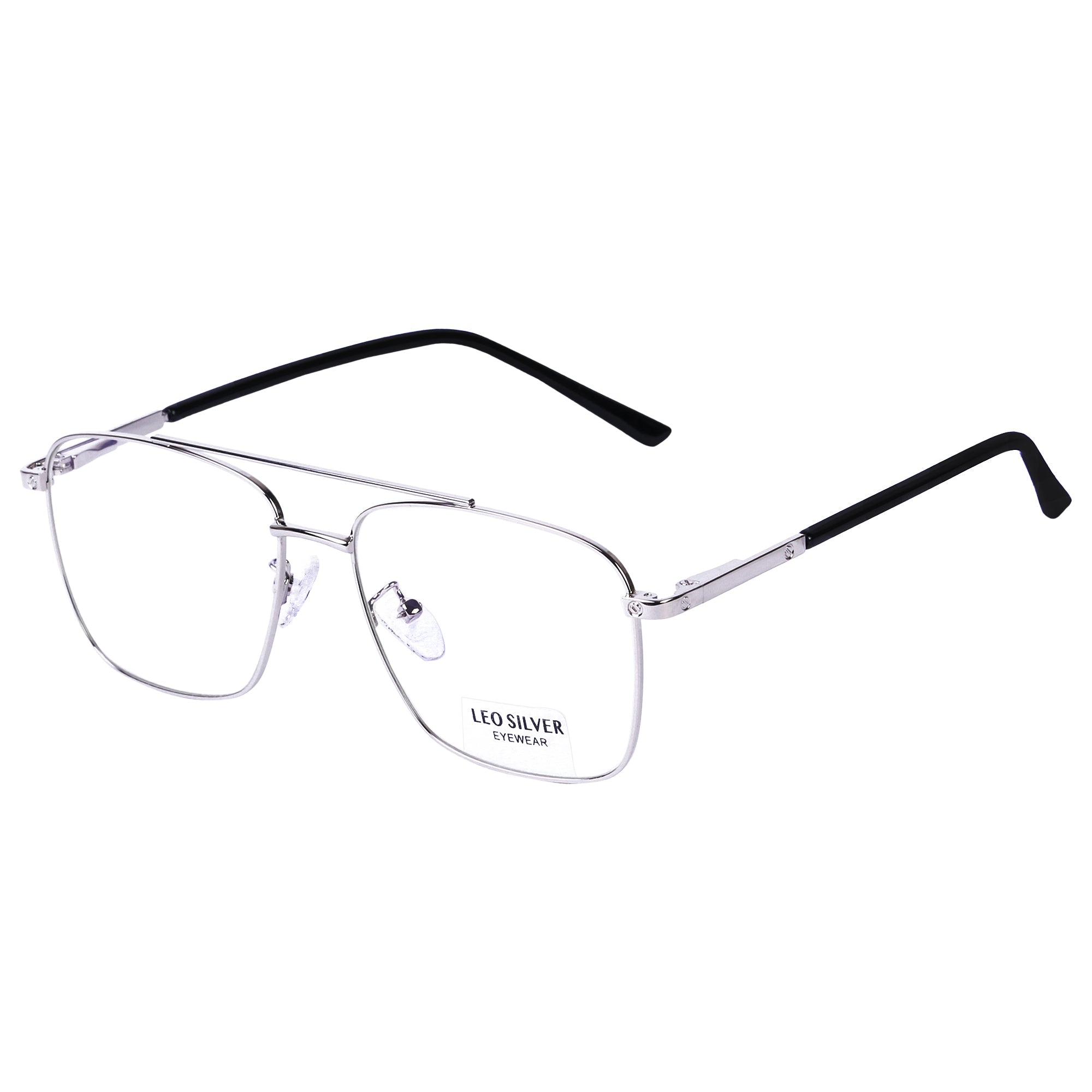 Silver  Square Metal Eyeglasses -L3201