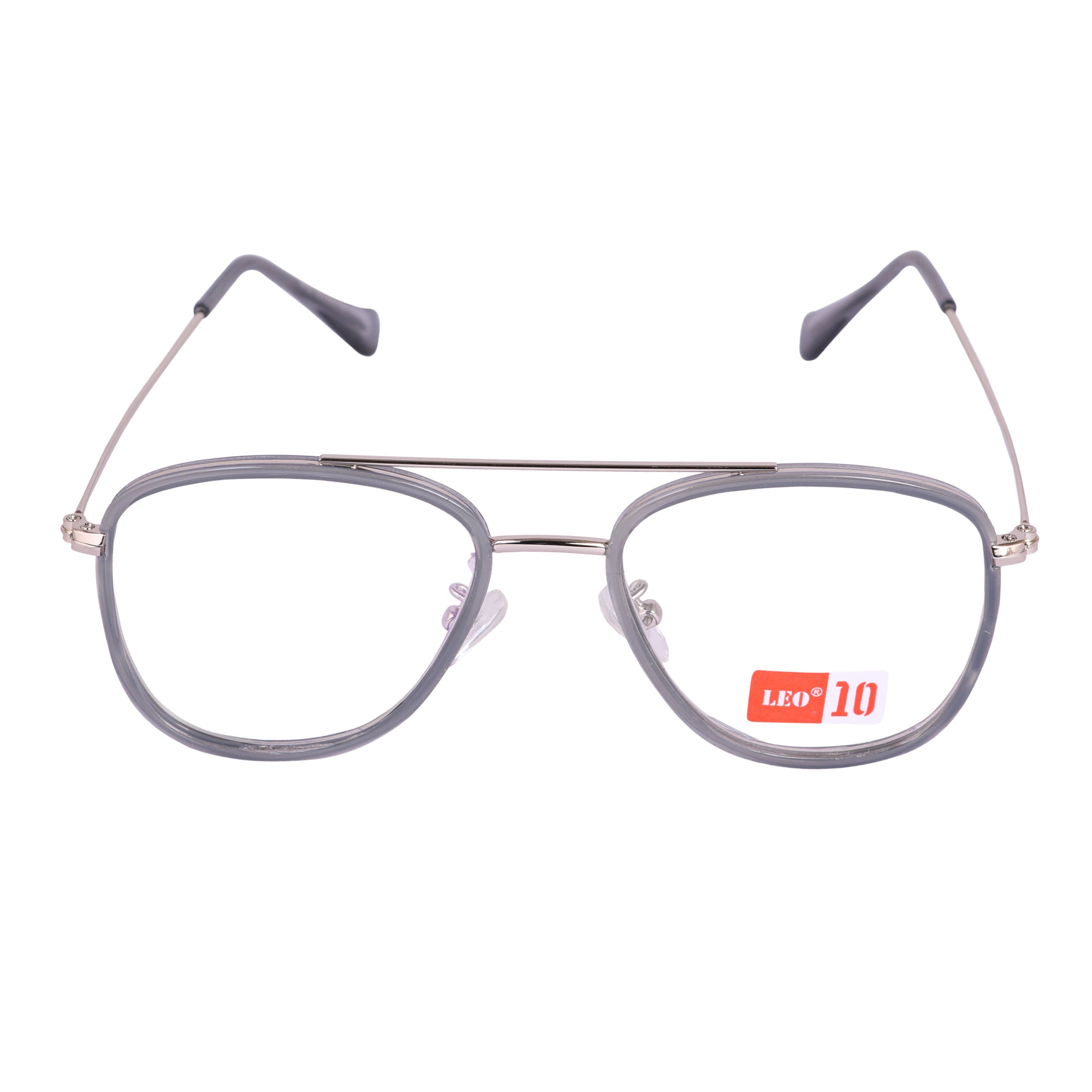 GUN SILVER Square Metal Eyeglasses - L98027